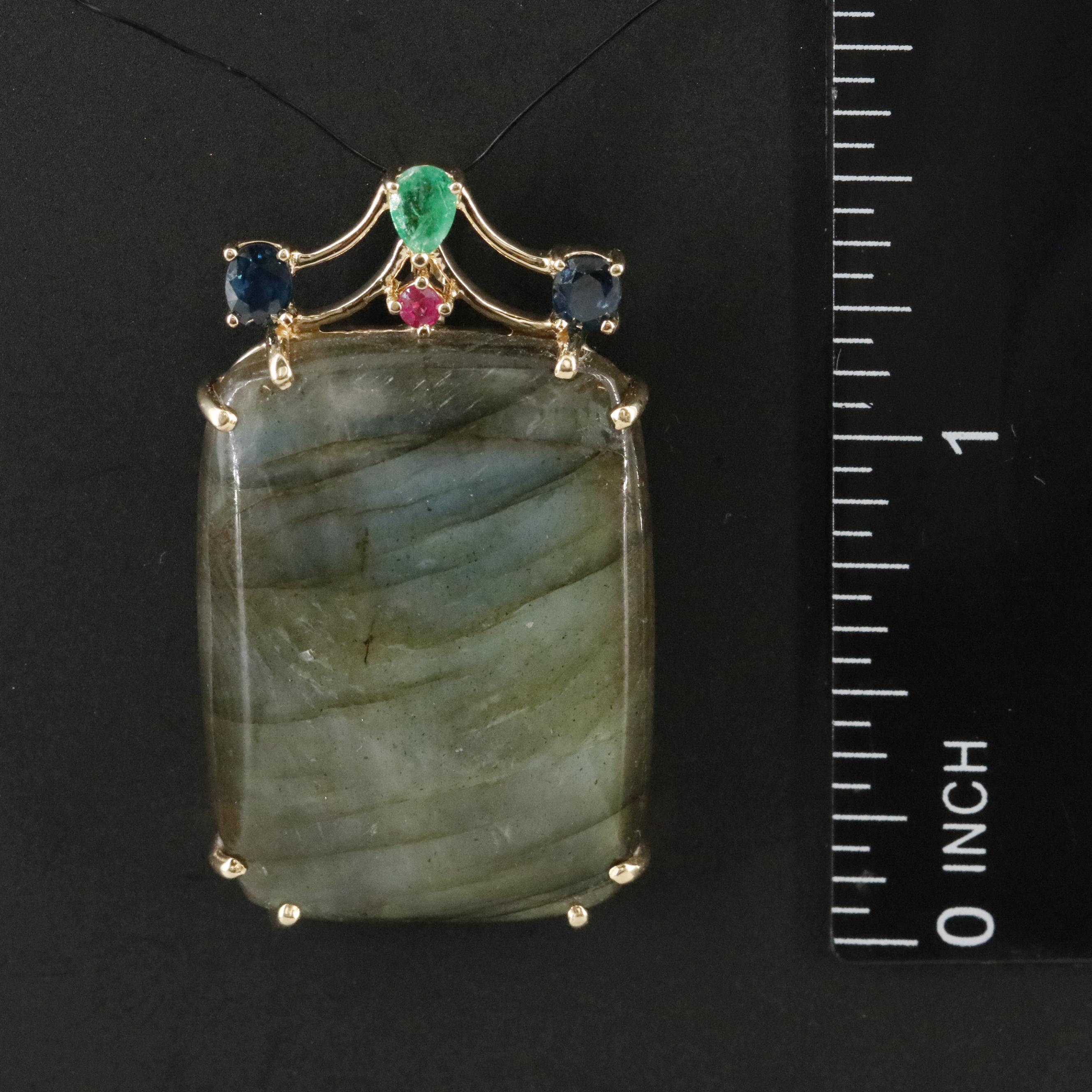 Sajen 14K Labradorite, Ruby, Emerald, and Sapphire Pendant