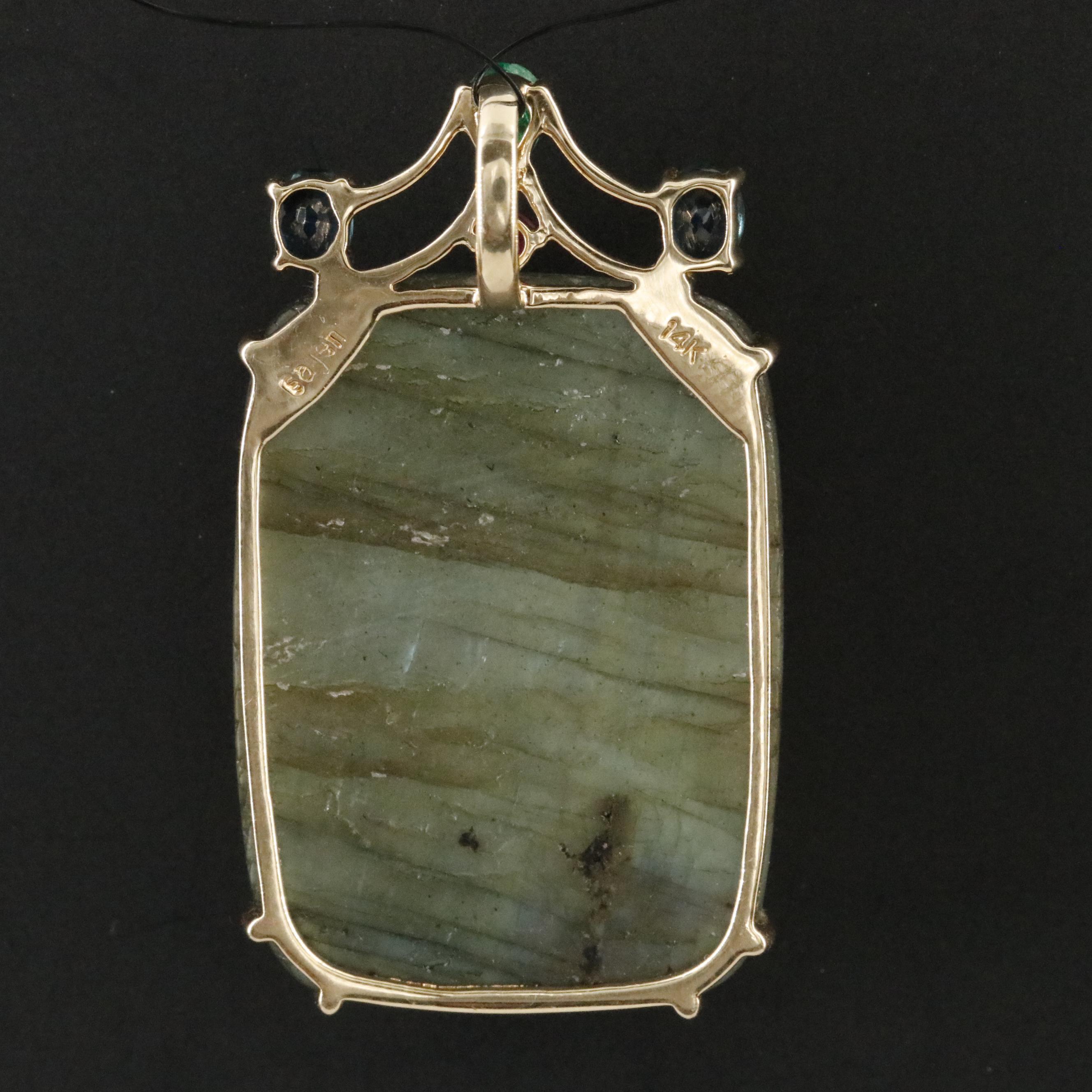 Sajen 14K Labradorite, Ruby, Emerald, and Sapphire Pendant