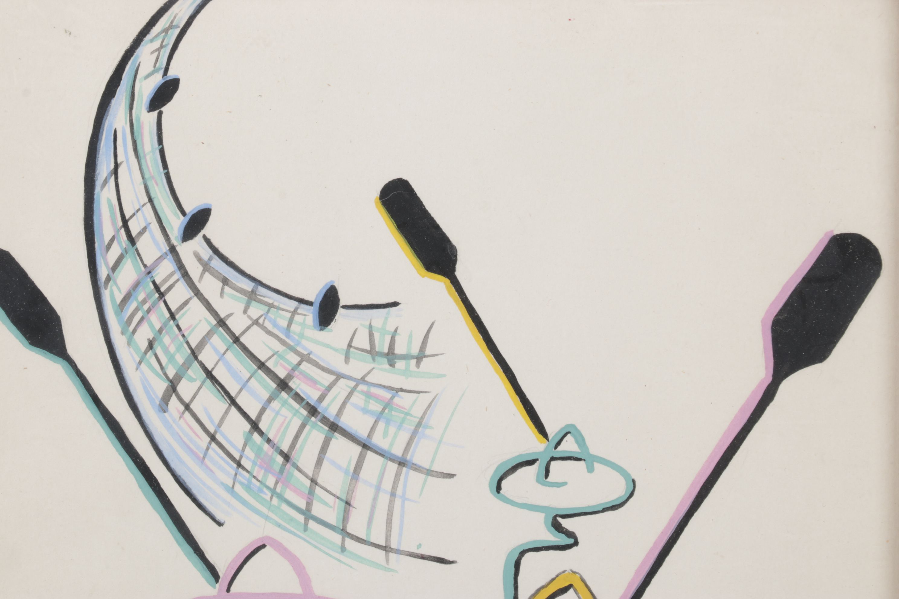 Alfredo Navarro España Stylized Acrylic Painting of Figures, 1950