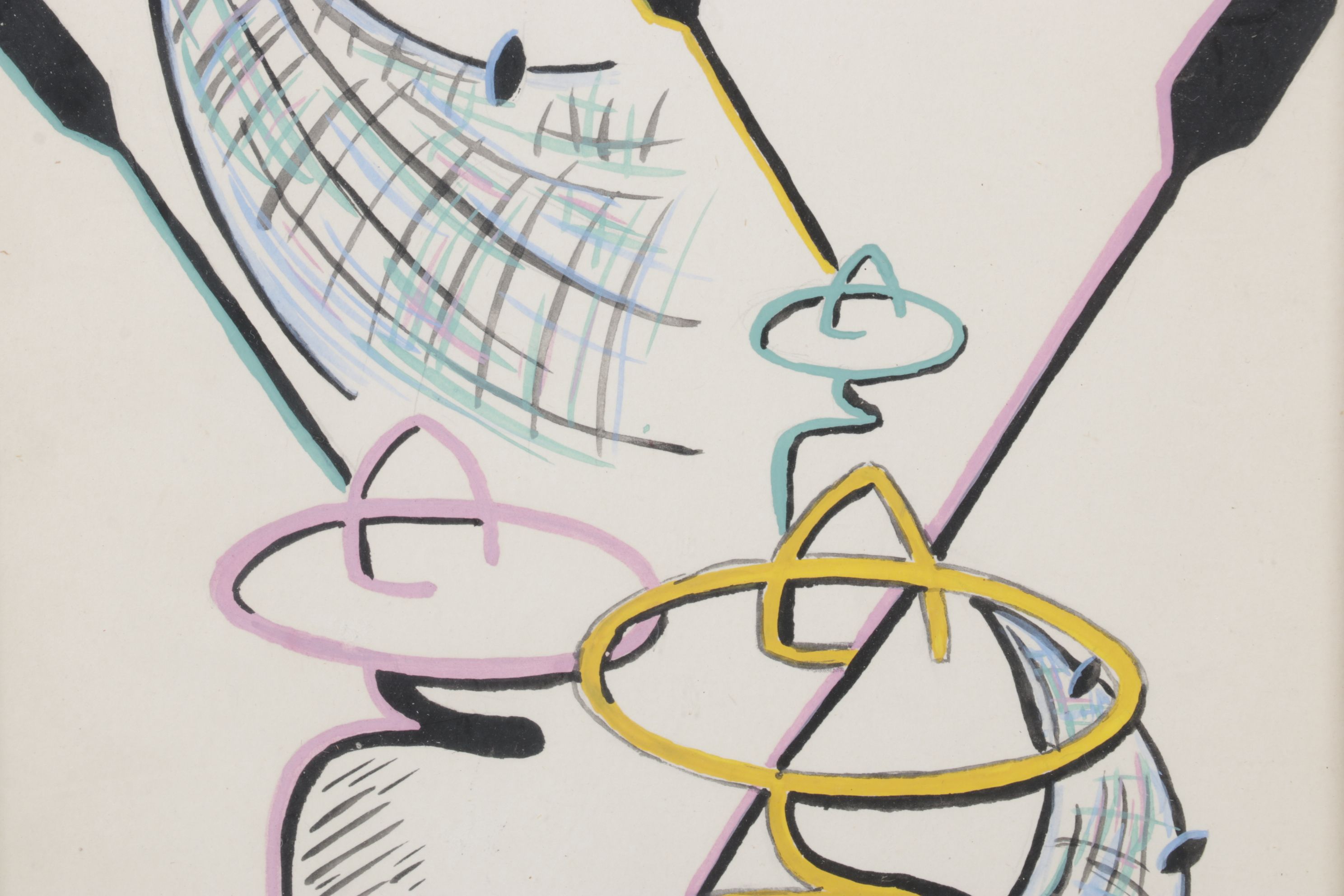 Alfredo Navarro España Stylized Acrylic Painting of Figures, 1950