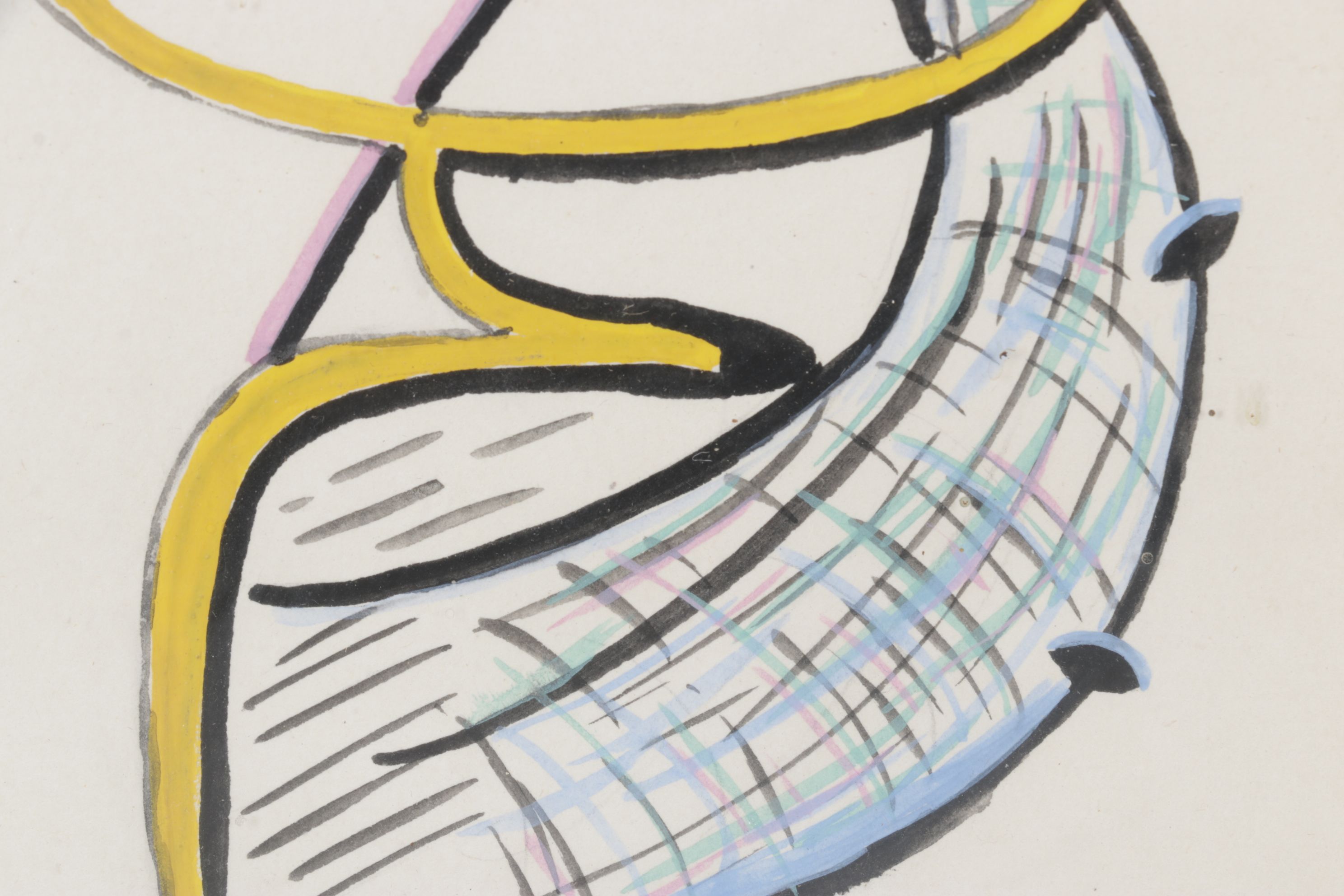 Alfredo Navarro España Stylized Acrylic Painting of Figures, 1950