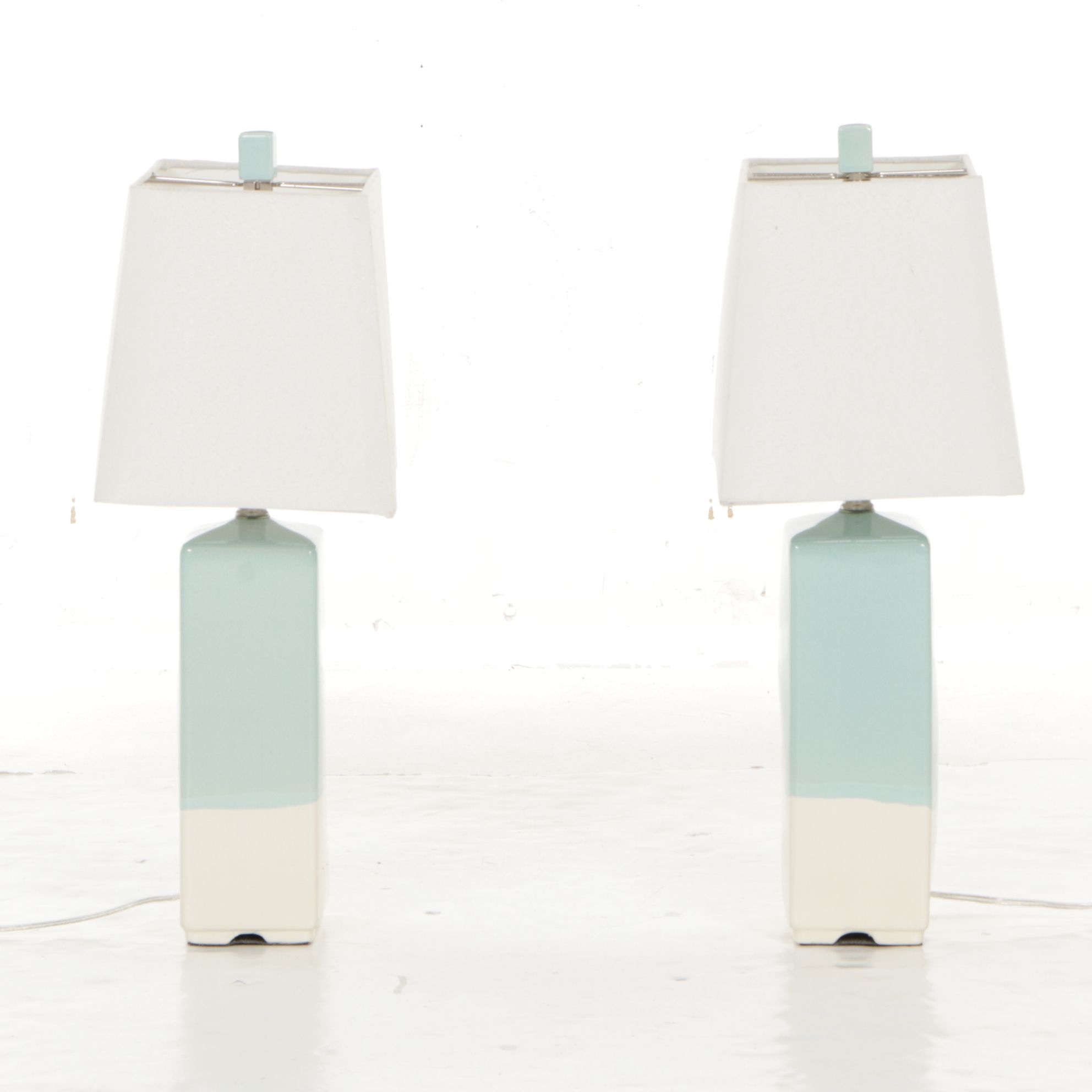 Surya Malloy Aqua and Cream Glazed Ceramic Table Lamps