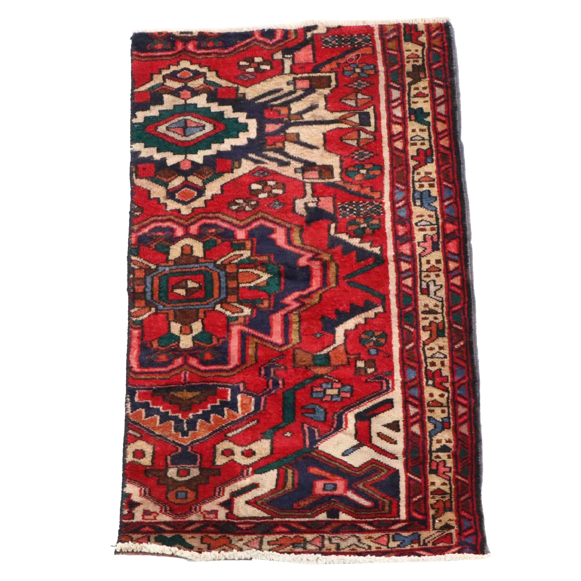 2' x 4'3 Hand-Knotted Persian Hamadan Remnant Accent Rug