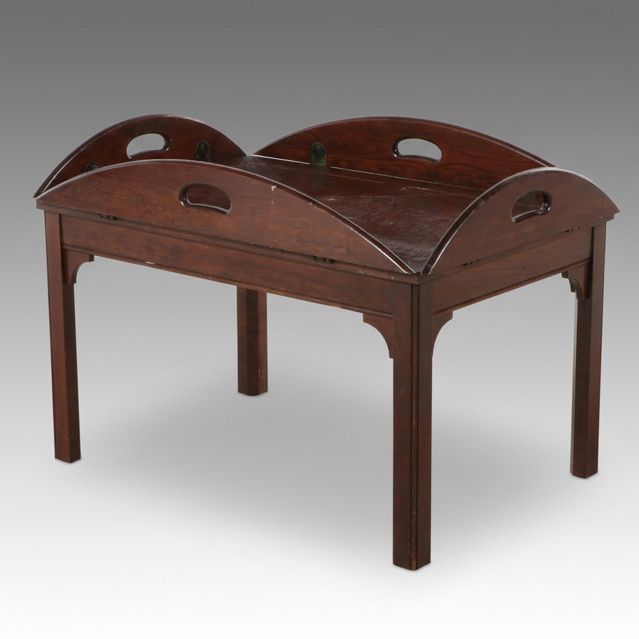 Chippendale Style Walnut Butler's Tray Table, Late 20th Century