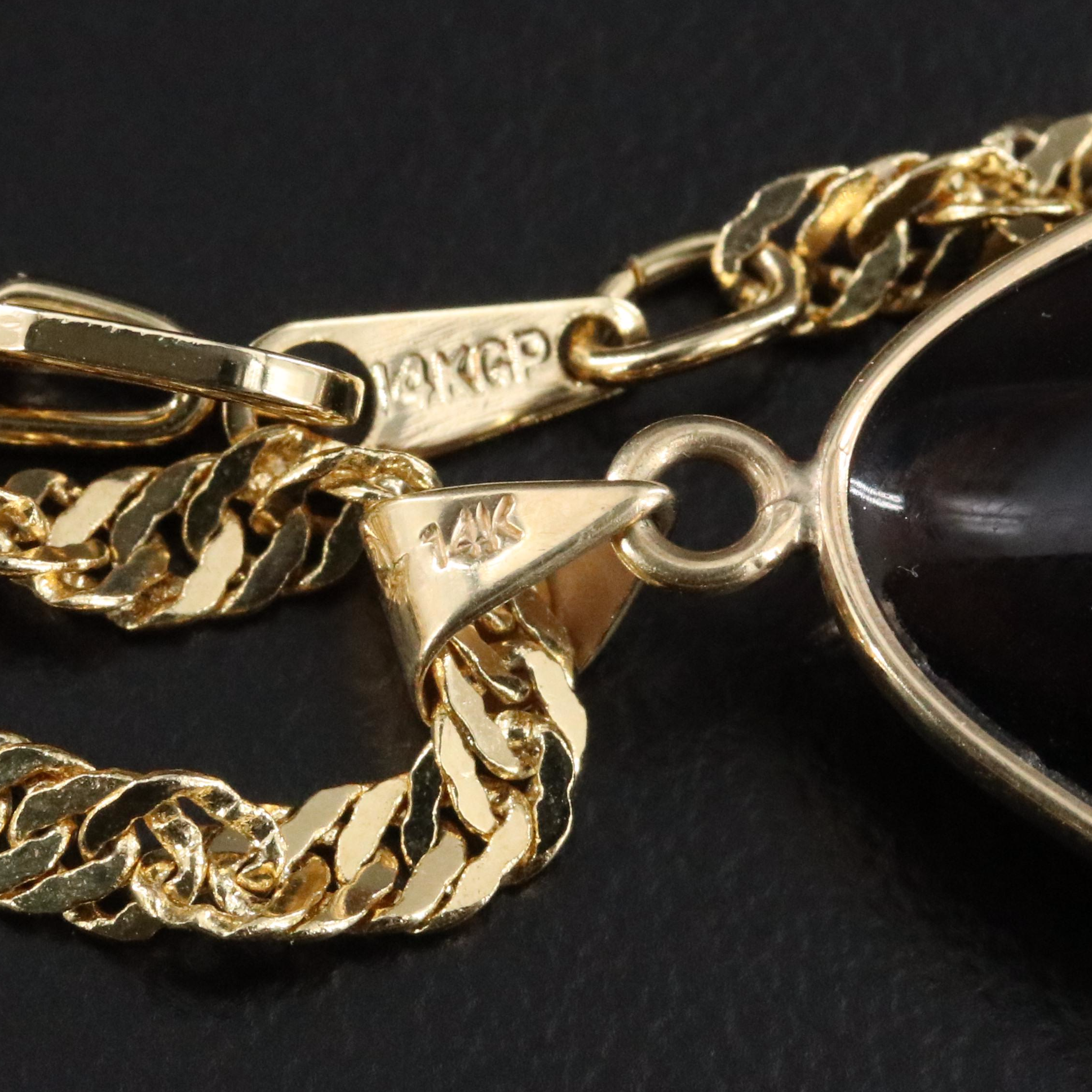 14K Gem Panda Smoky Quartz Pendant with Rope Chain Necklace