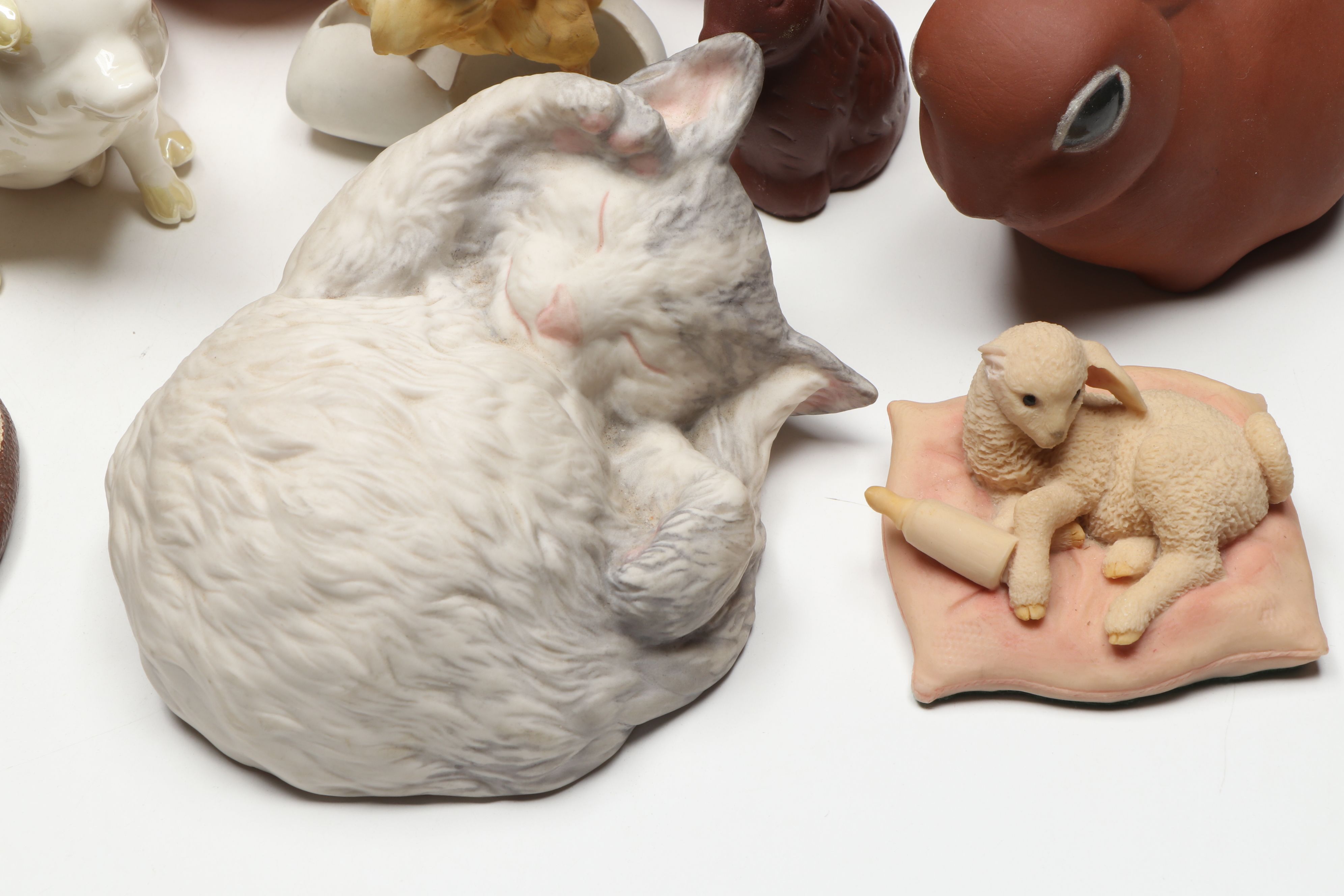 Cybis "Buttercup and Daffodil" with Belleek and Other Animal Figurines