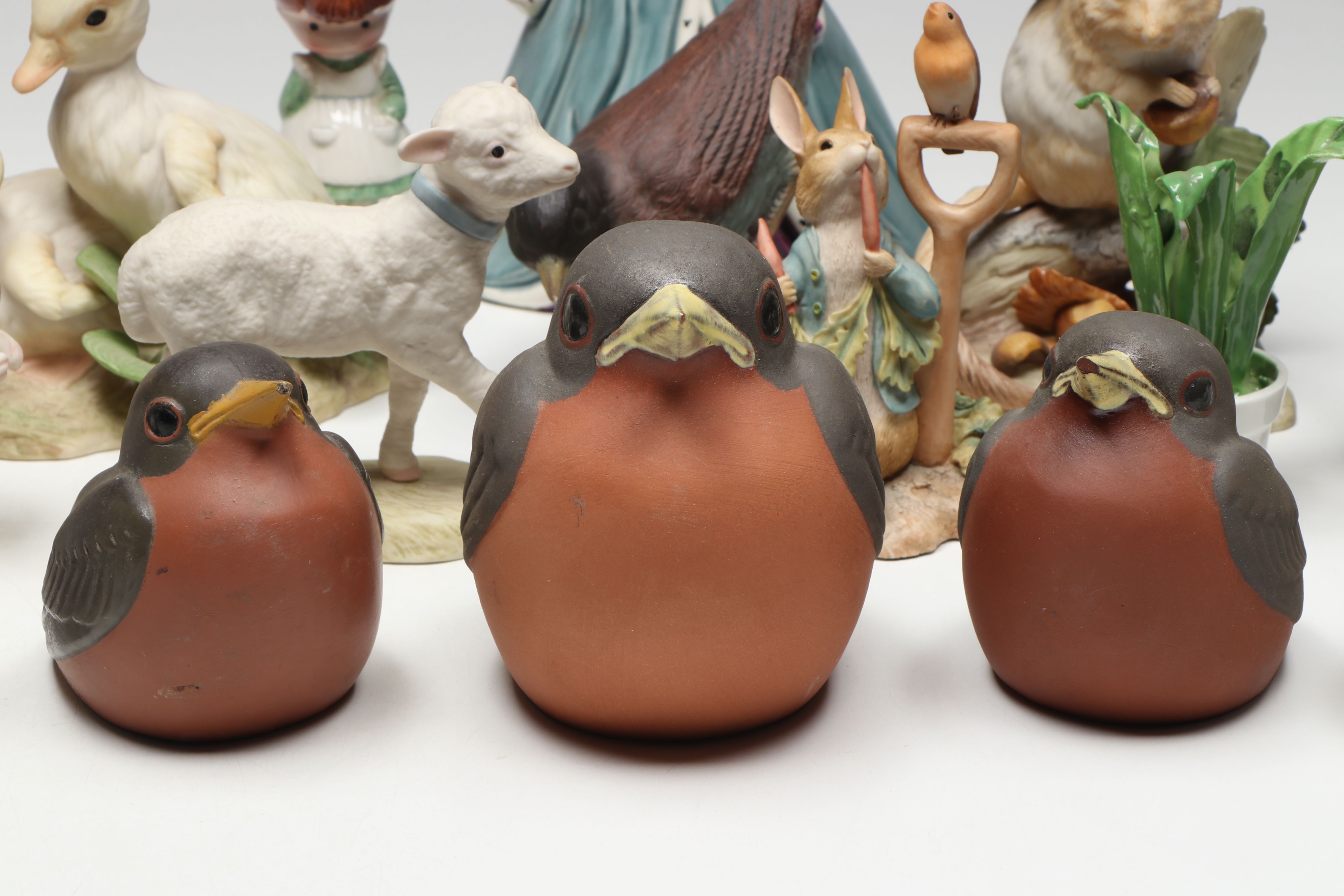 Cybis "Buttercup and Daffodil" with Belleek and Other Animal Figurines