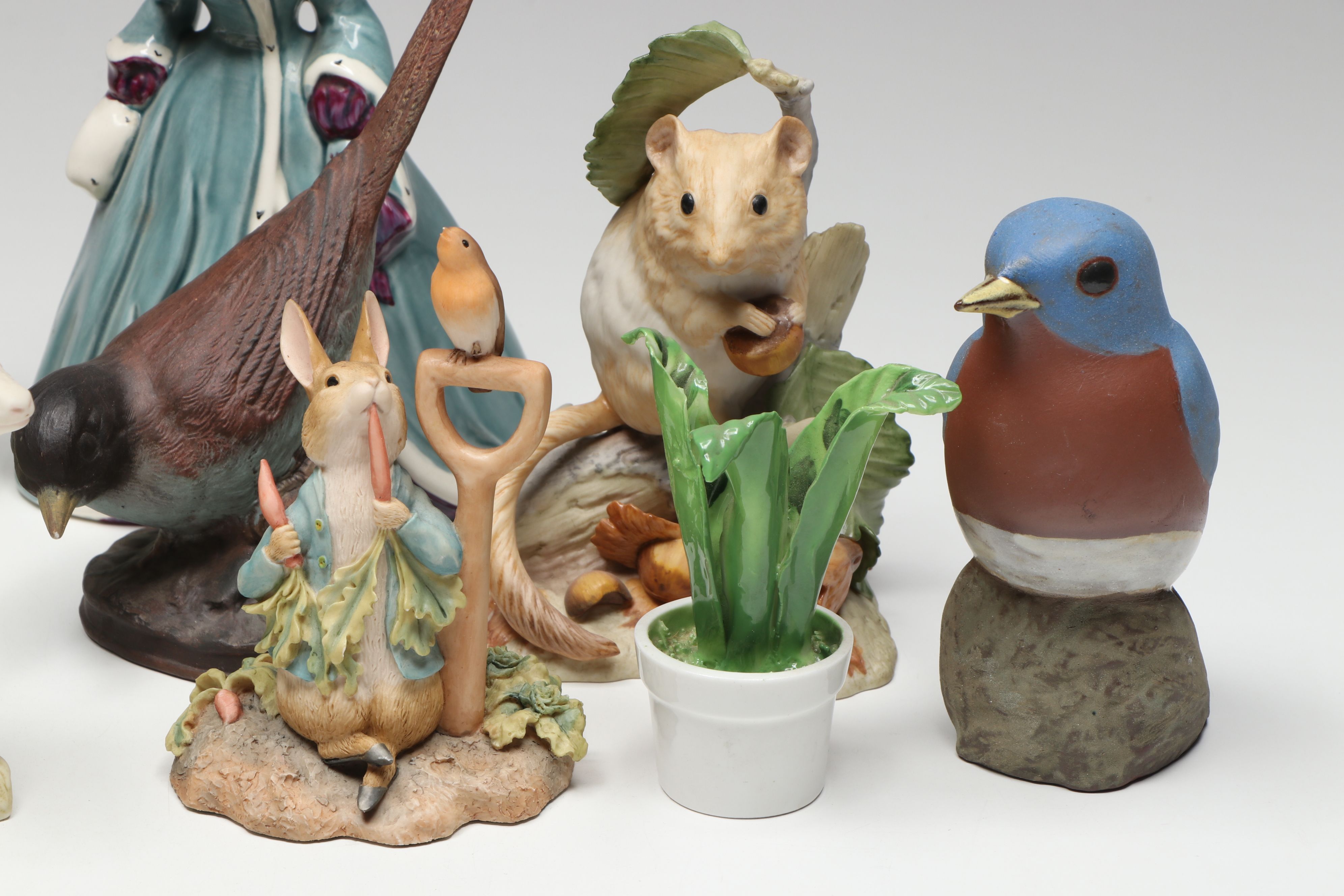 Cybis "Buttercup and Daffodil" with Belleek and Other Animal Figurines