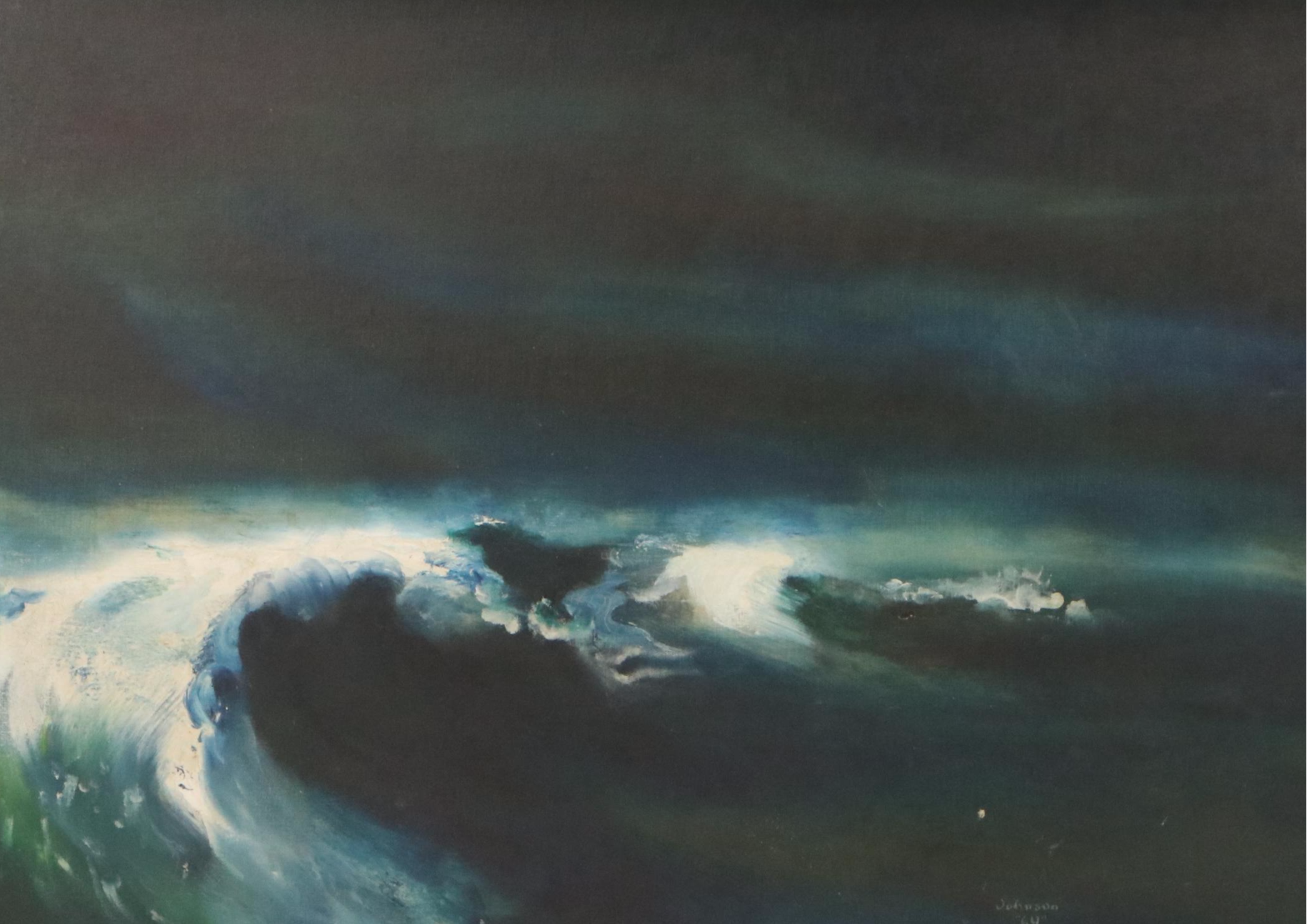 Stylized Seascape Oil Painting, 1964