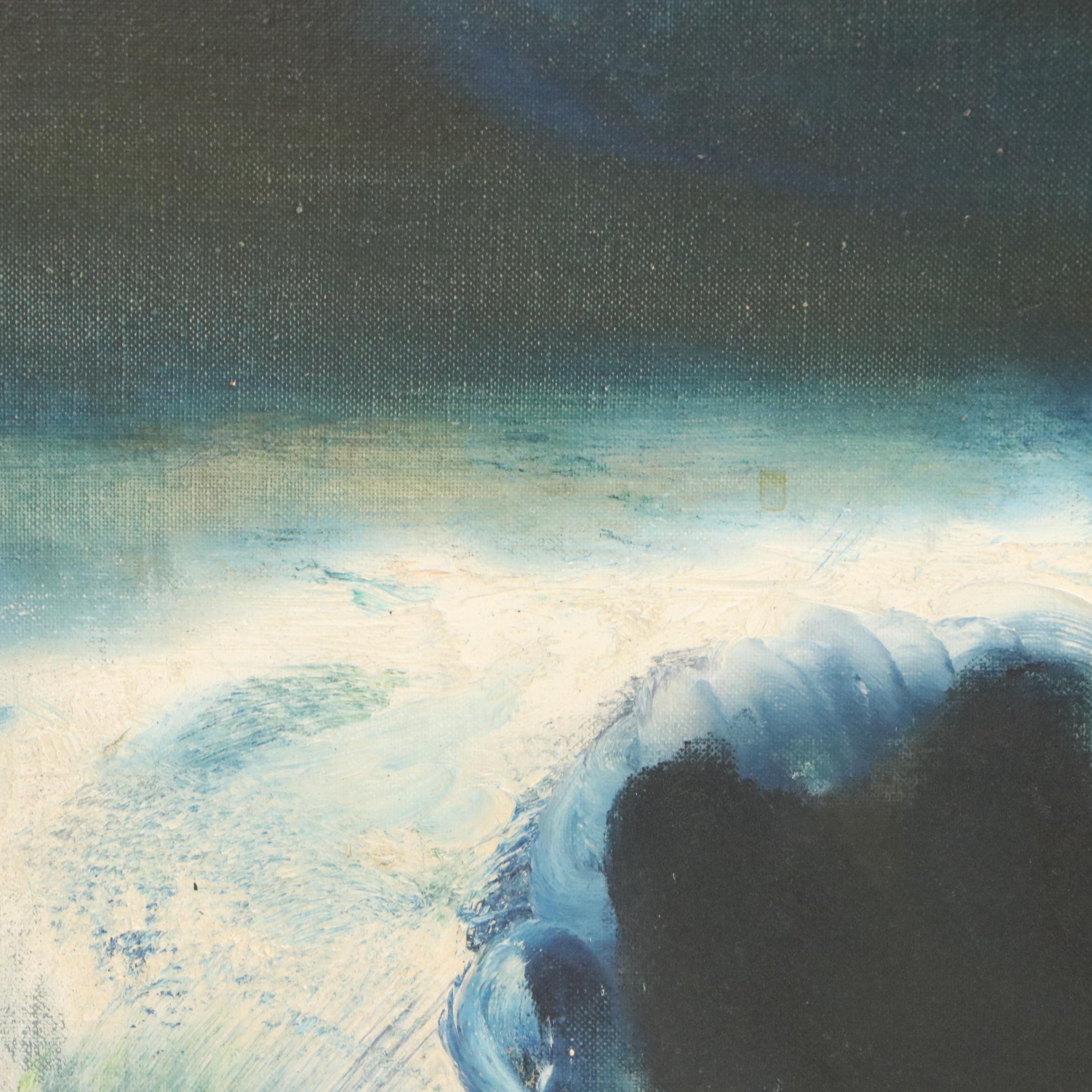 Stylized Seascape Oil Painting, 1964