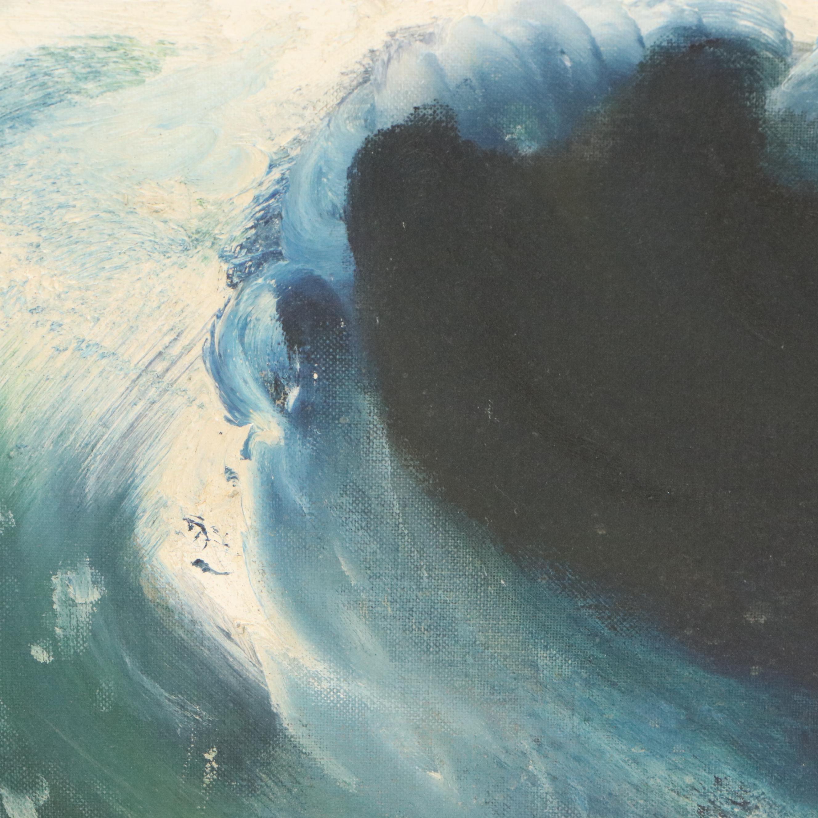 Stylized Seascape Oil Painting, 1964