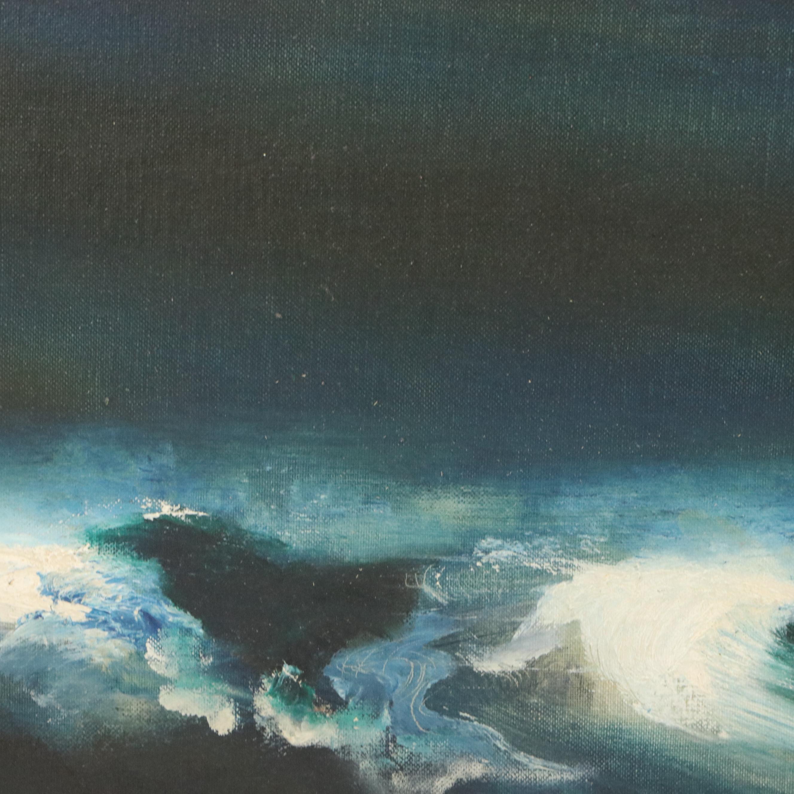Stylized Seascape Oil Painting, 1964
