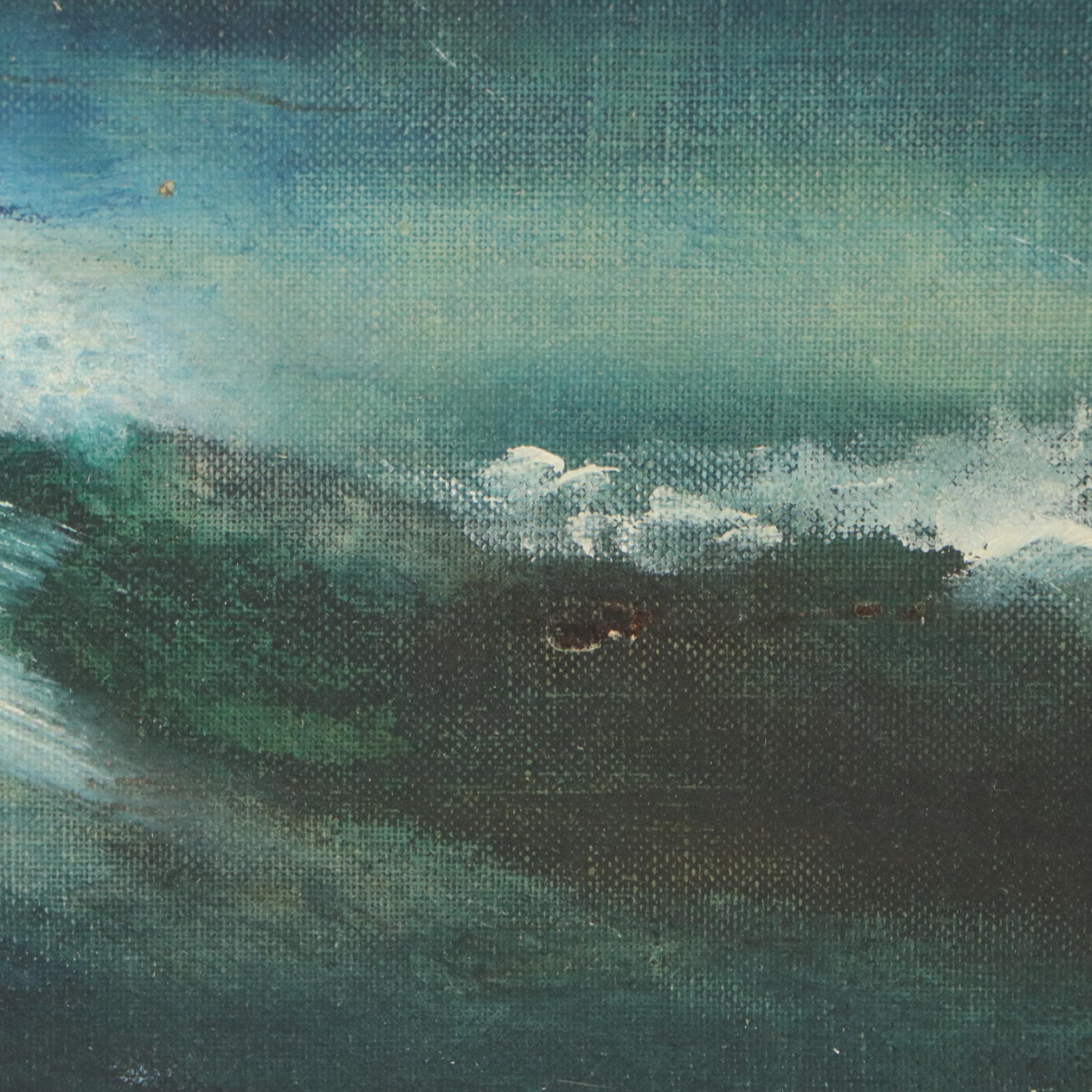 Stylized Seascape Oil Painting, 1964