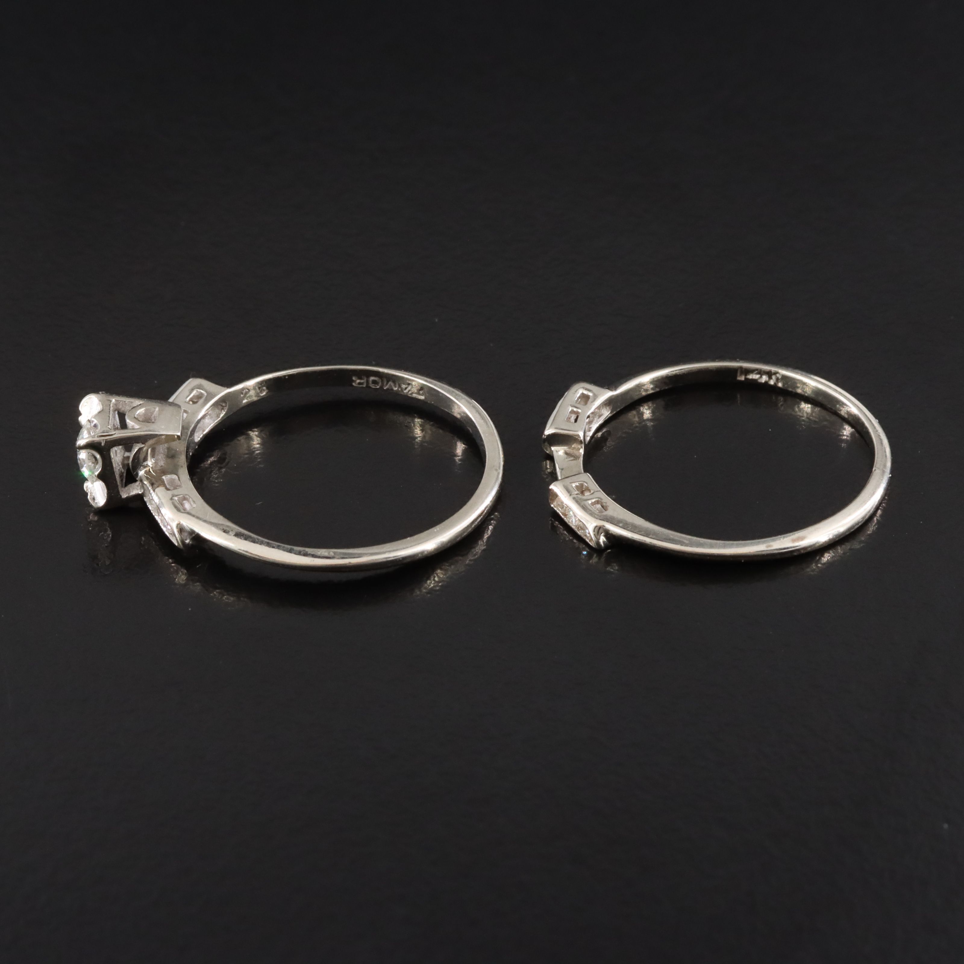 Vintage 14K 0.24 CTW Diamond Ring Interlocking Set