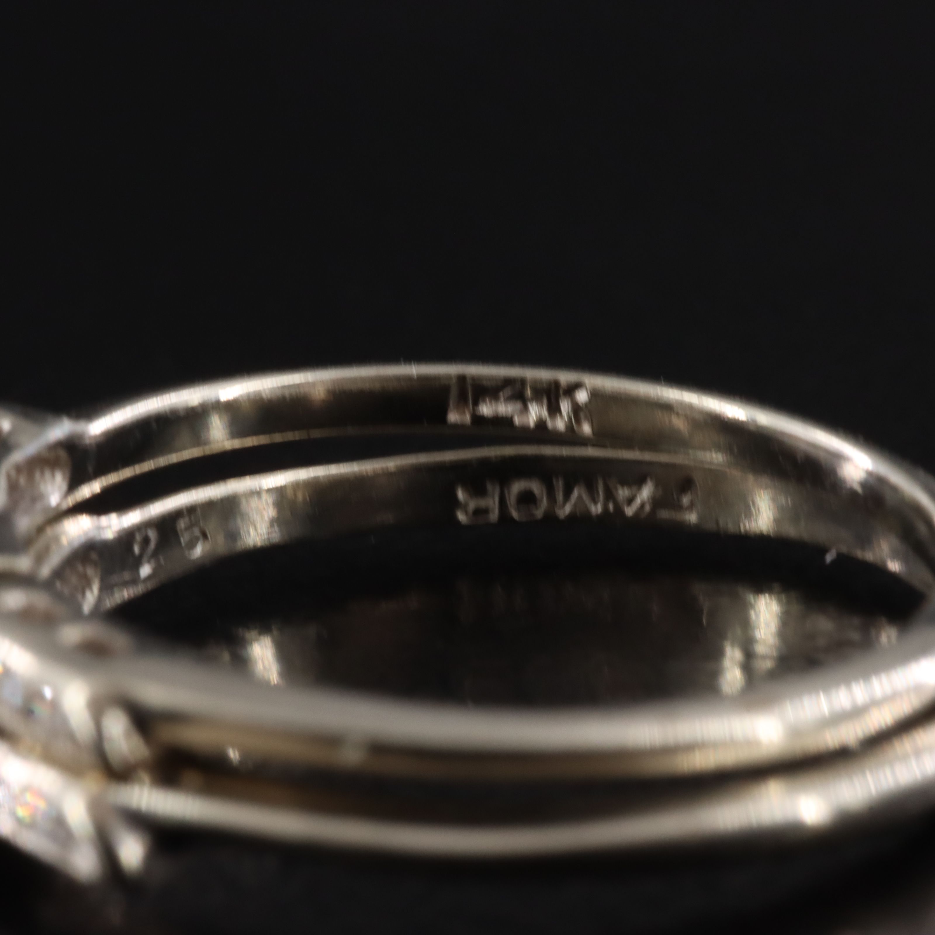 Vintage 14K 0.24 CTW Diamond Ring Interlocking Set