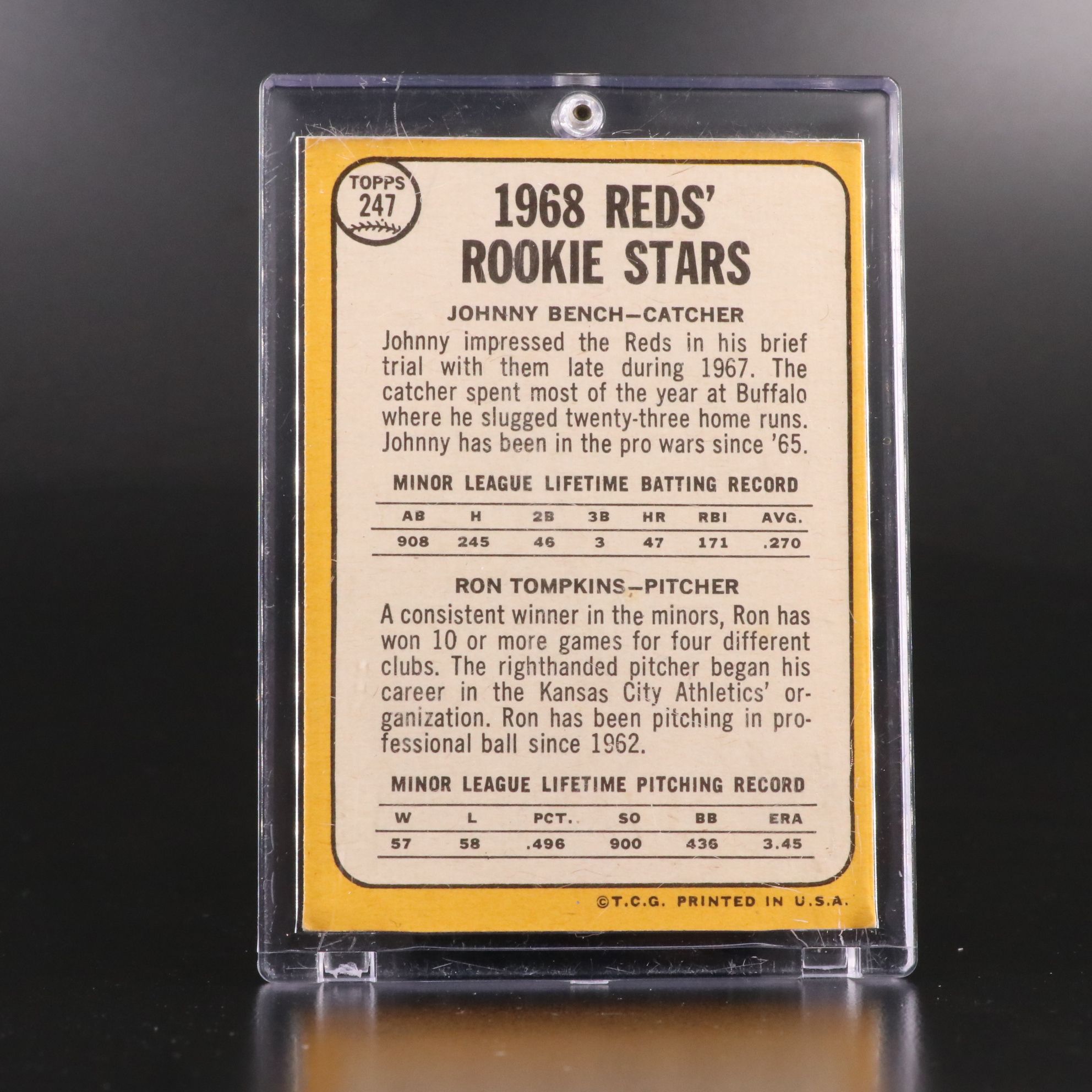 1968 Topps Johnny Bench Cincinnati Reds Baseball Rookie Card with More