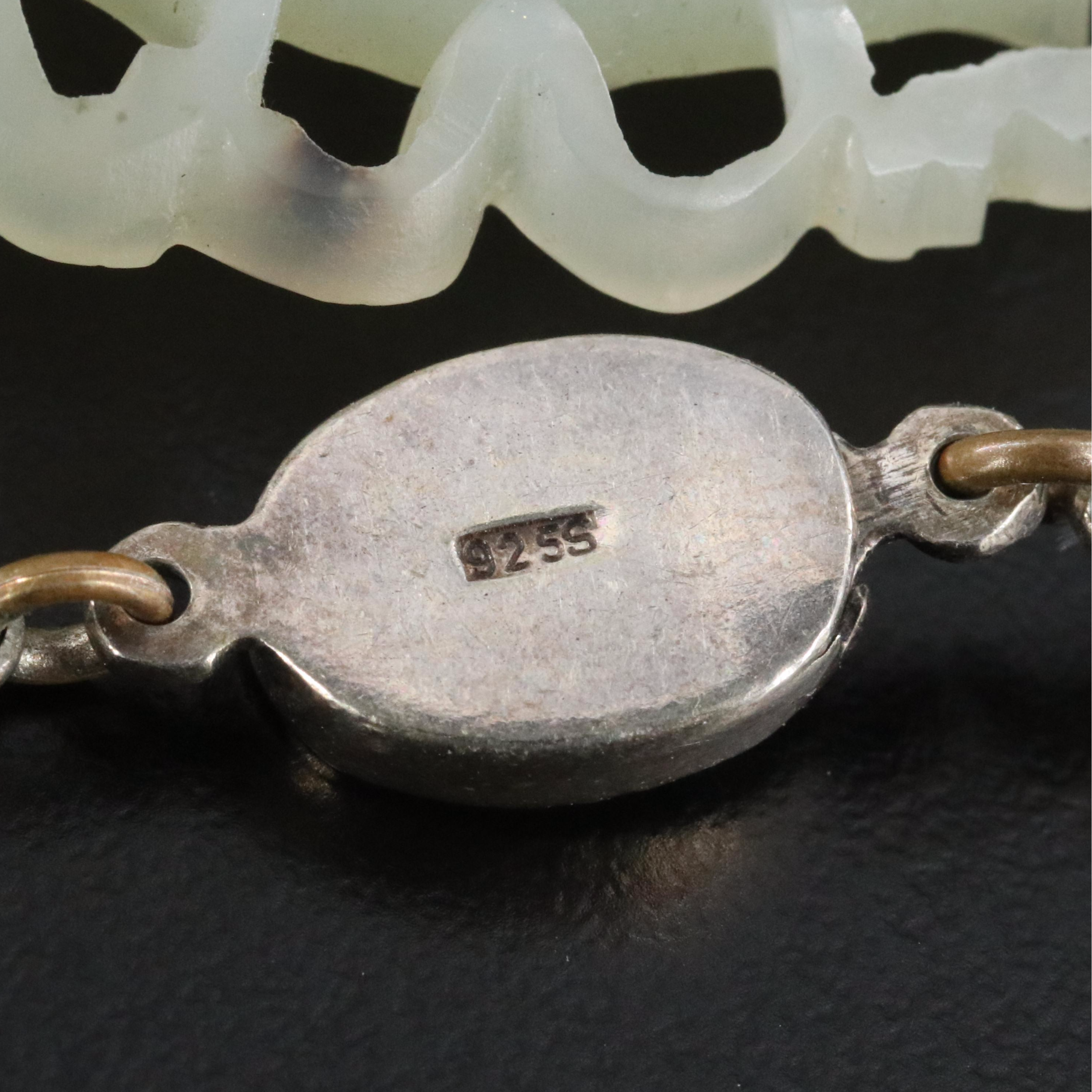 Sterling Graduated Nephrite Necklace