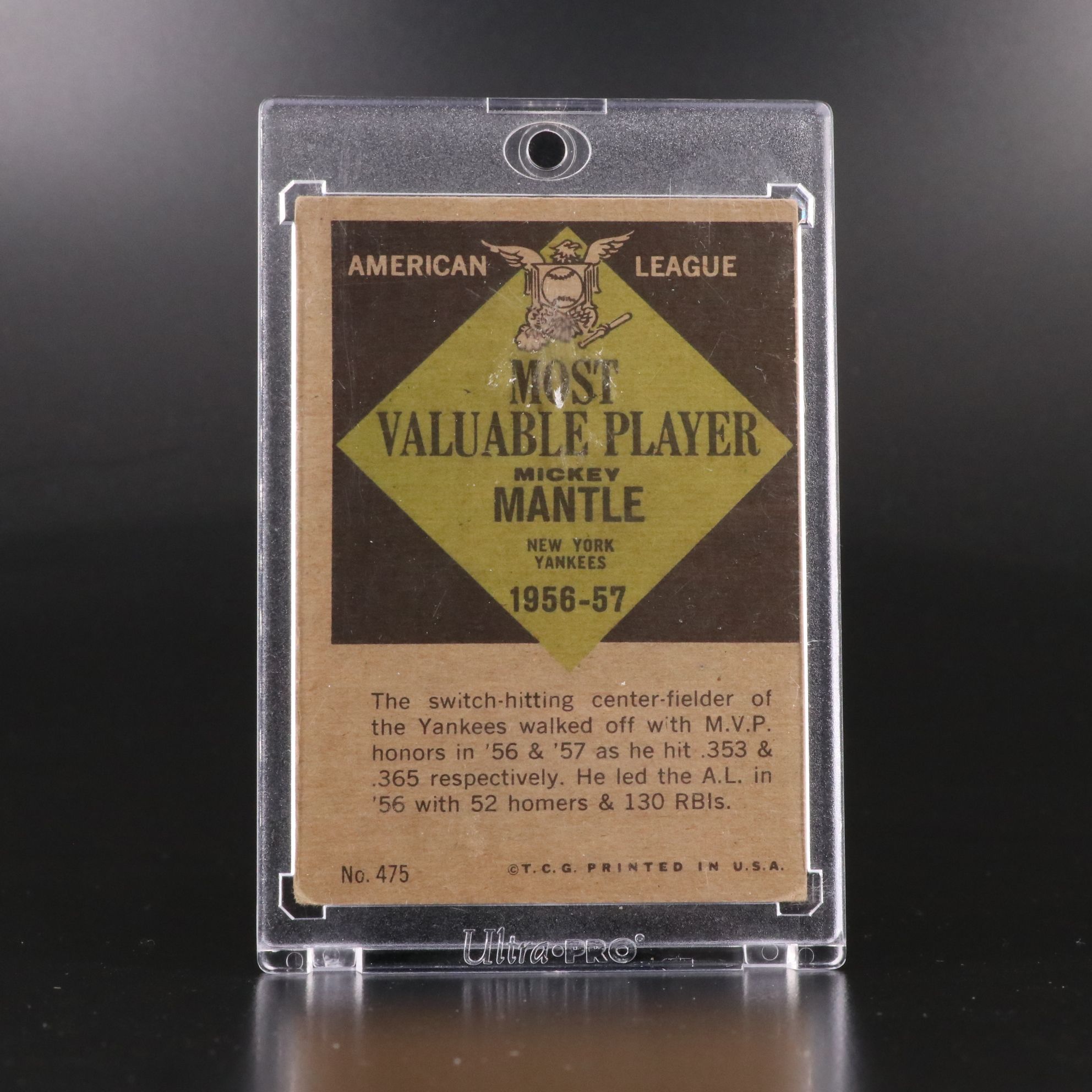 1961 Topps Mickey Mantle New York Yankees MVP Baseball Card