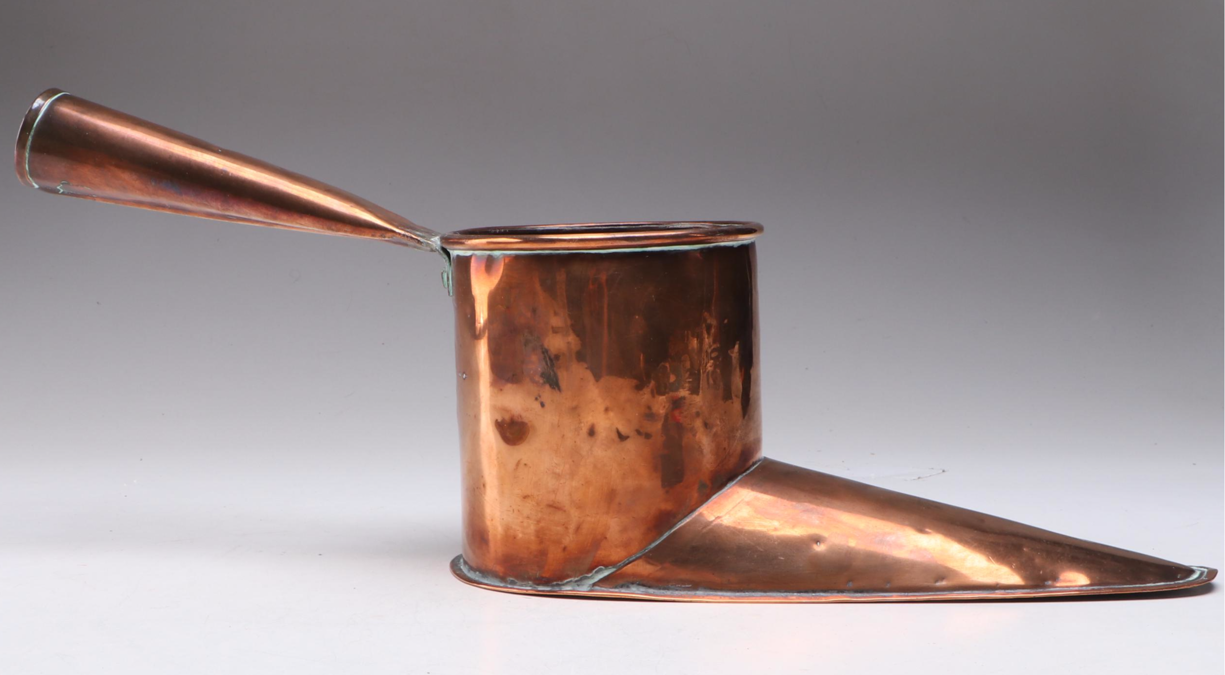 English Copper Boot Shaped Ale Muller, 19th Century