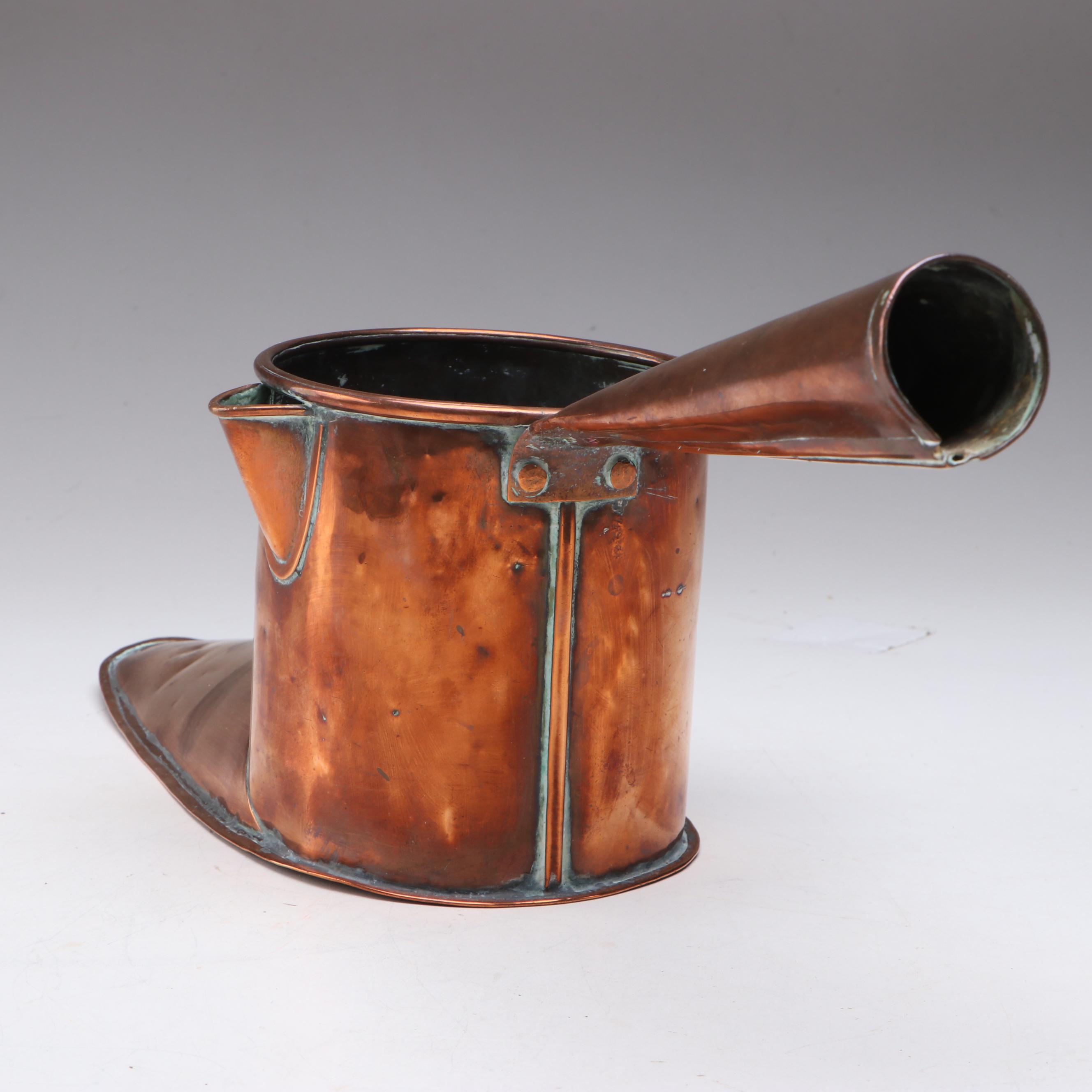 English Copper Boot Shaped Ale Muller, 19th Century