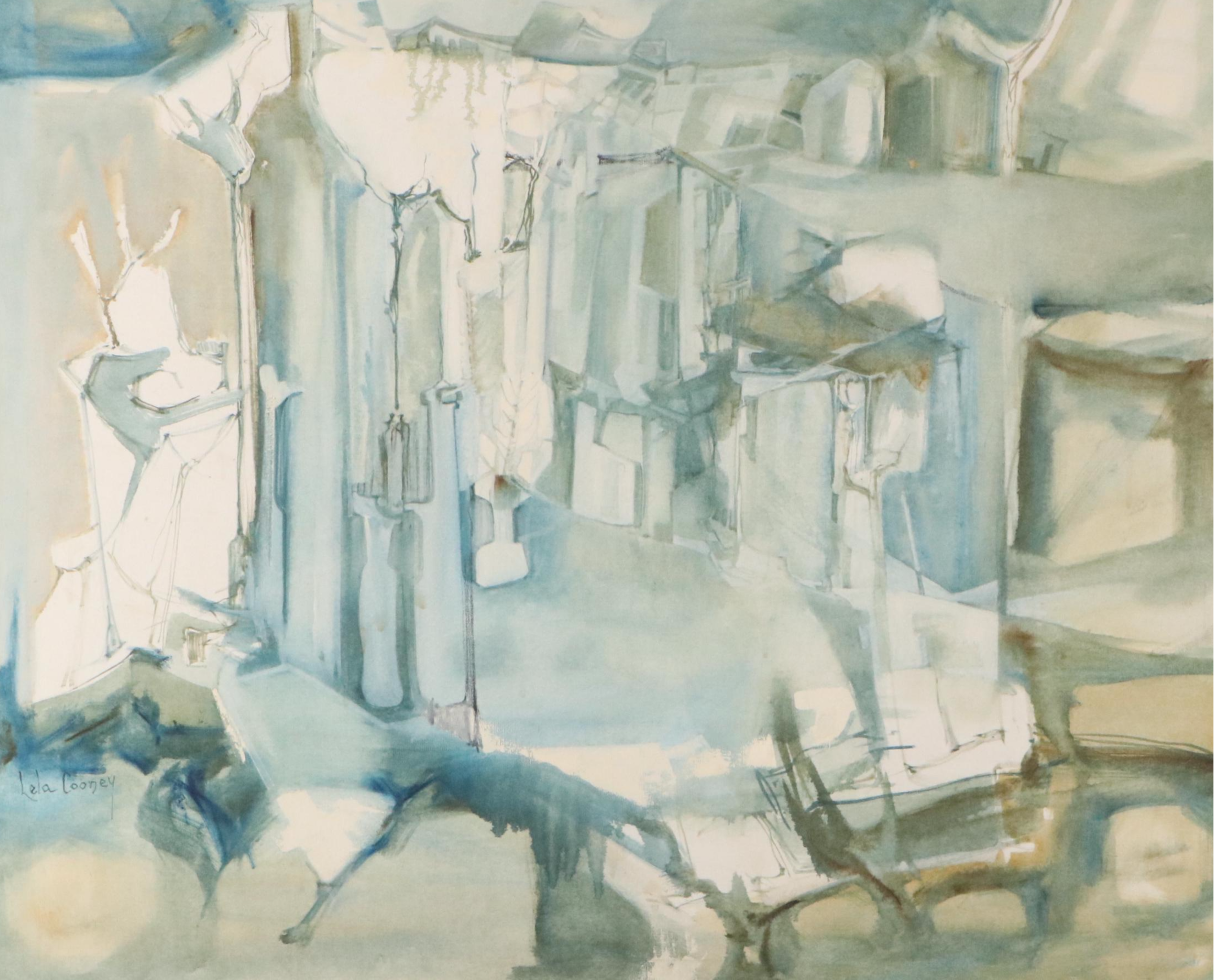 Lela Cooney Modernist Oil Painting "Odense Denmark Village"