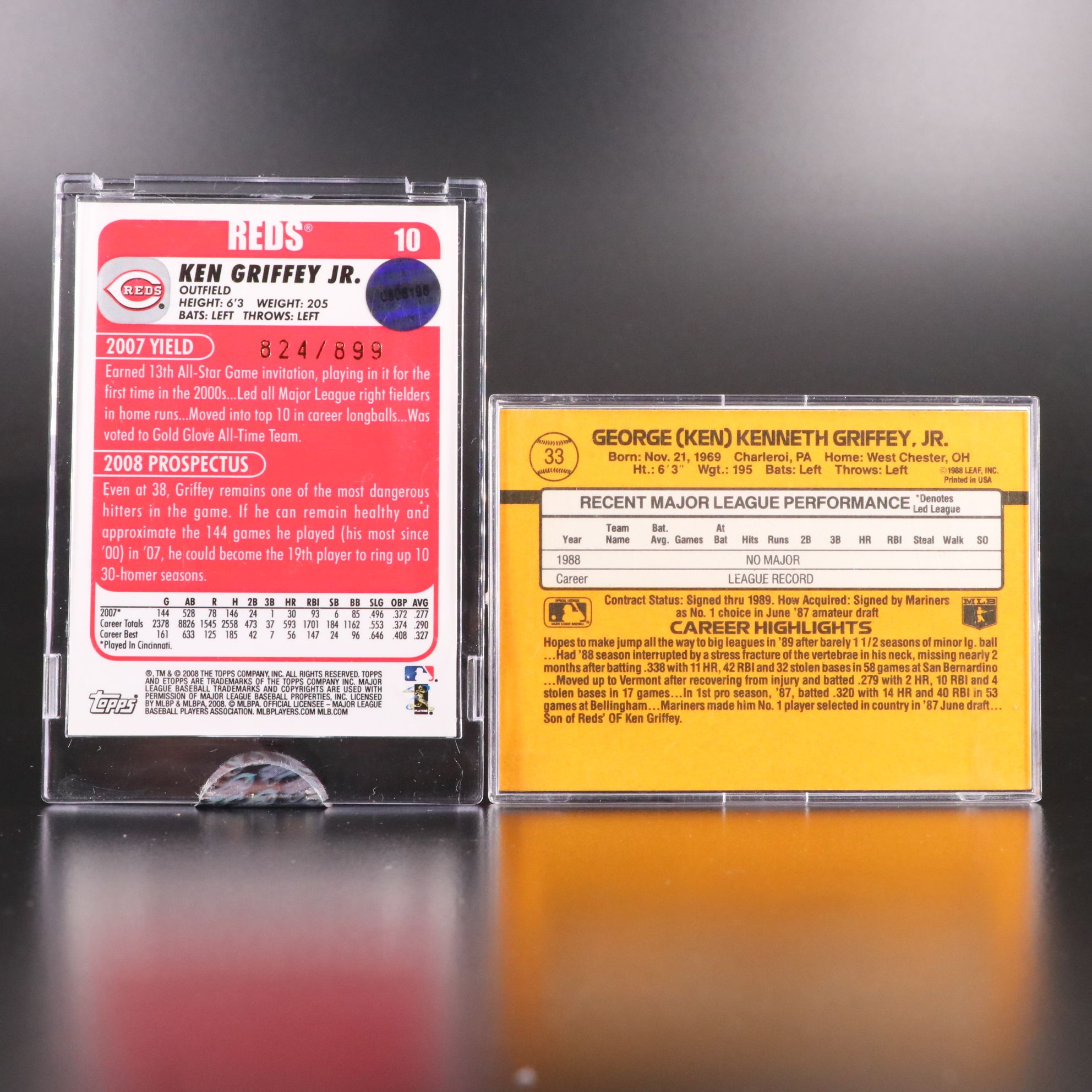 Ken Griffey Jr. Rookie and Relic Baseball Cards with More, 1989-2008