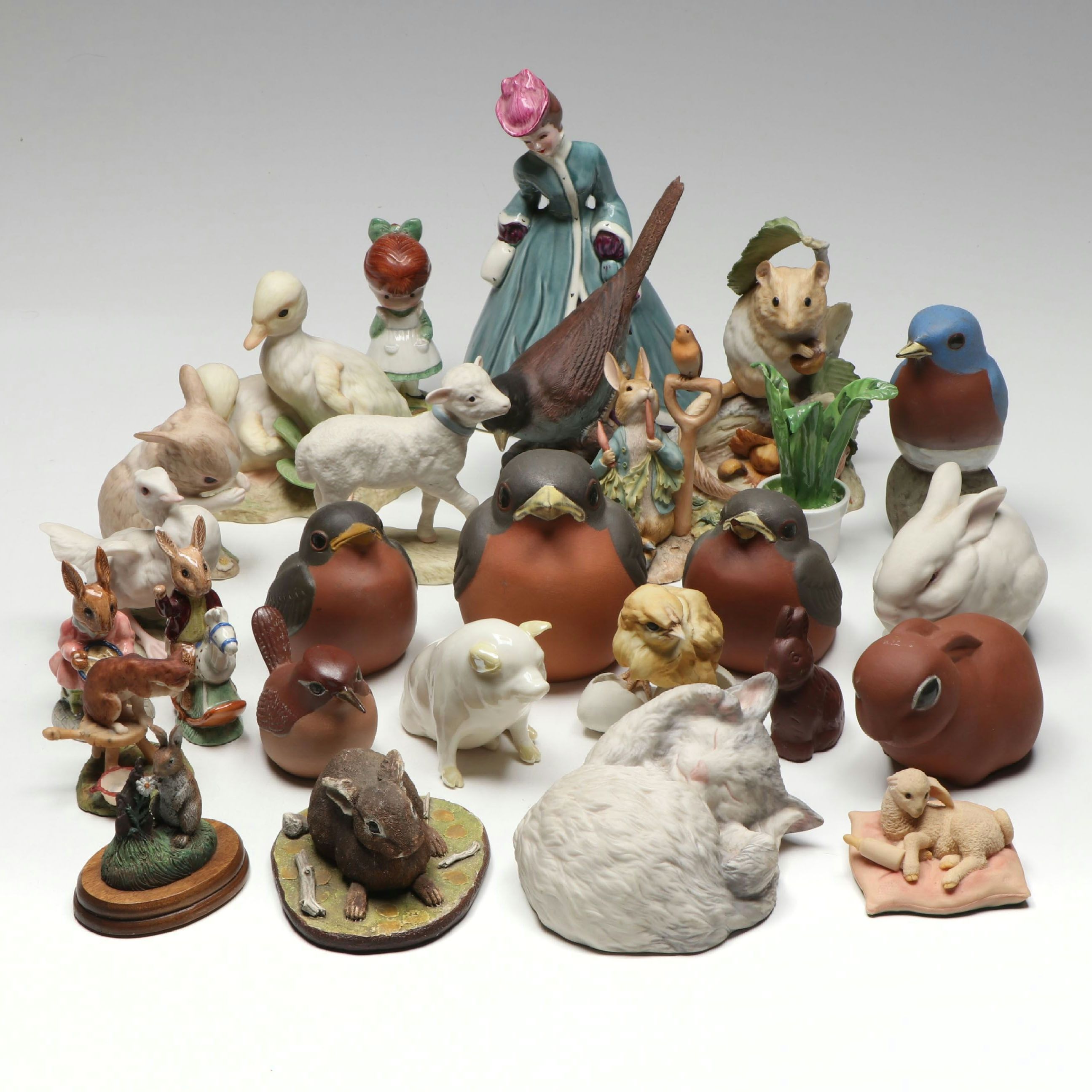 Cybis "Buttercup and Daffodil" with Belleek and Other Animal Figurines