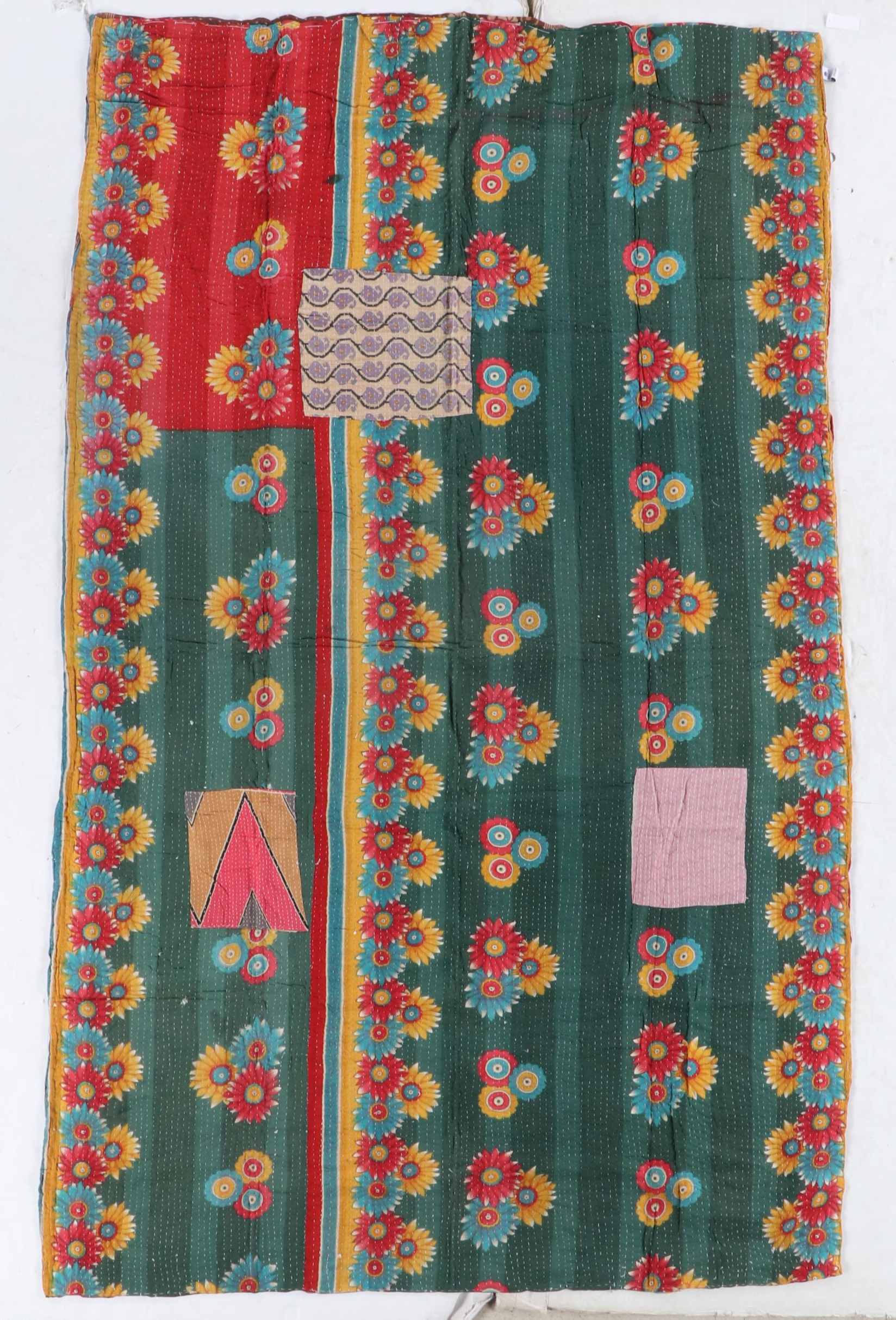 Kantha W Suzani Handcrafted and Embroidered Cotton Quilts