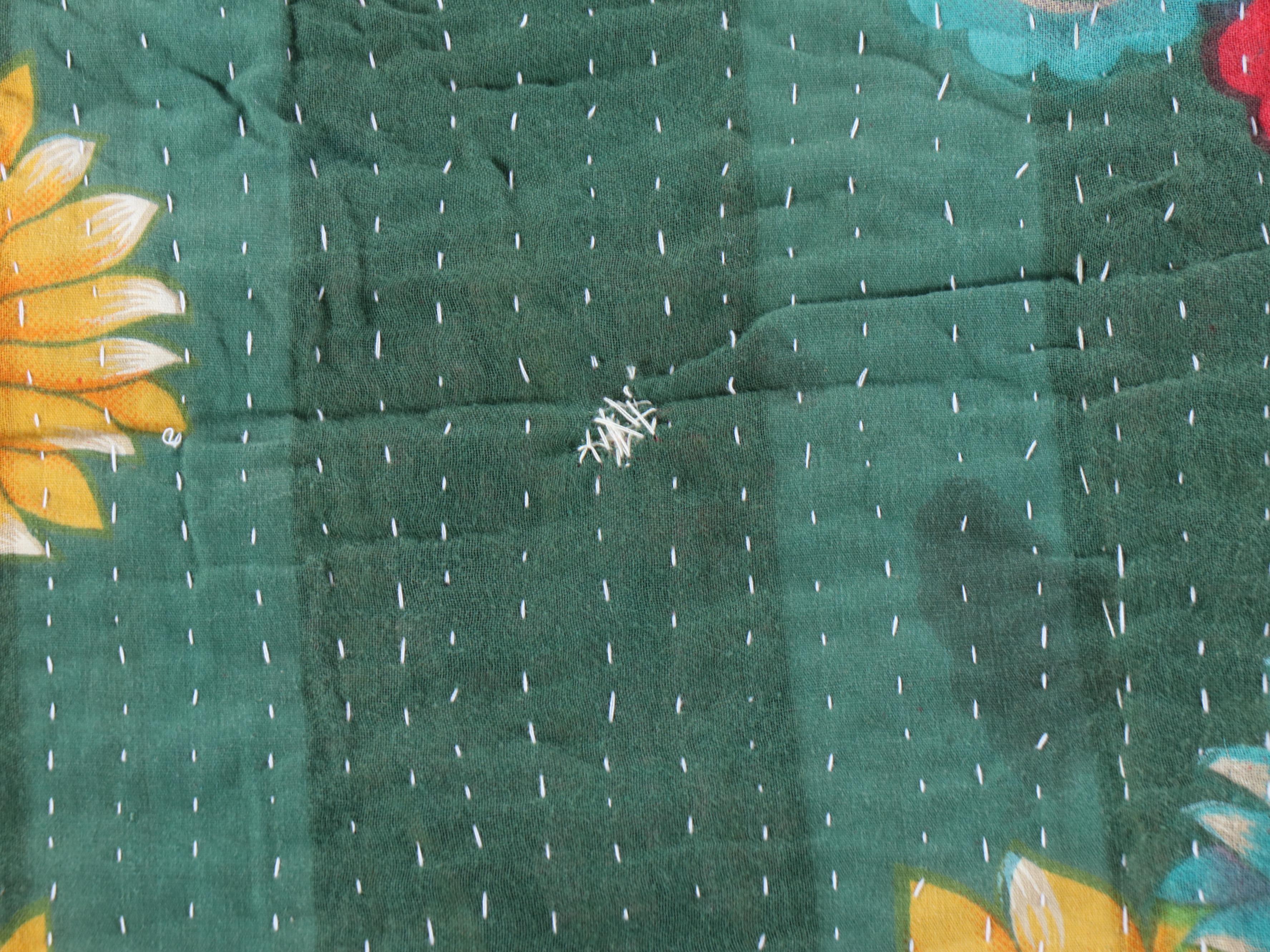 Kantha W Suzani Handcrafted and Embroidered Cotton Quilts