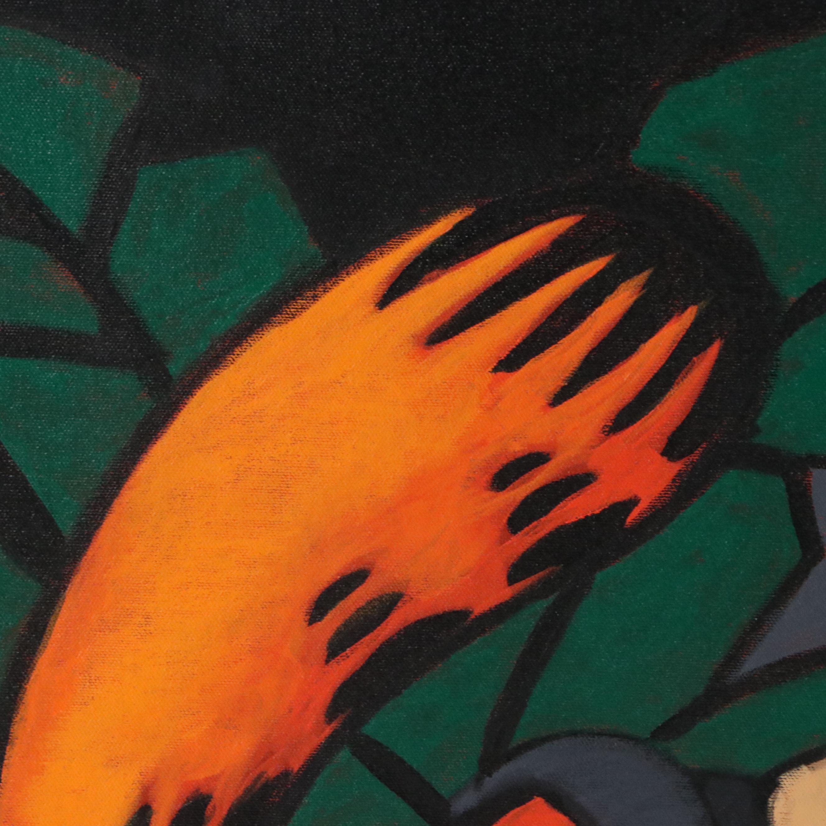 Jim Davis Oil Painting of Garfield and Odie Playing Pool, 2003