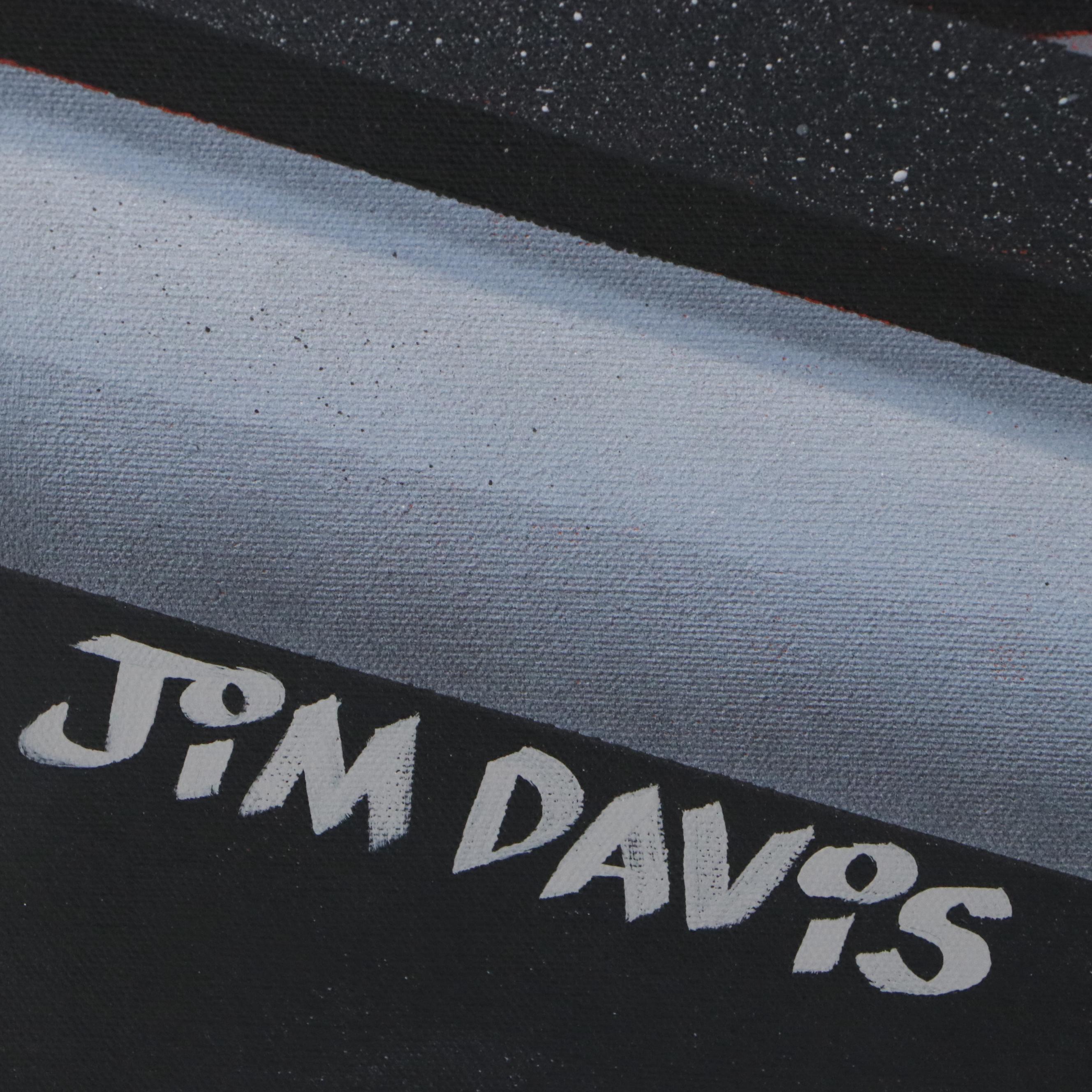 Jim Davis Oil Painting of Garfield and Odie Playing Pool, 2003