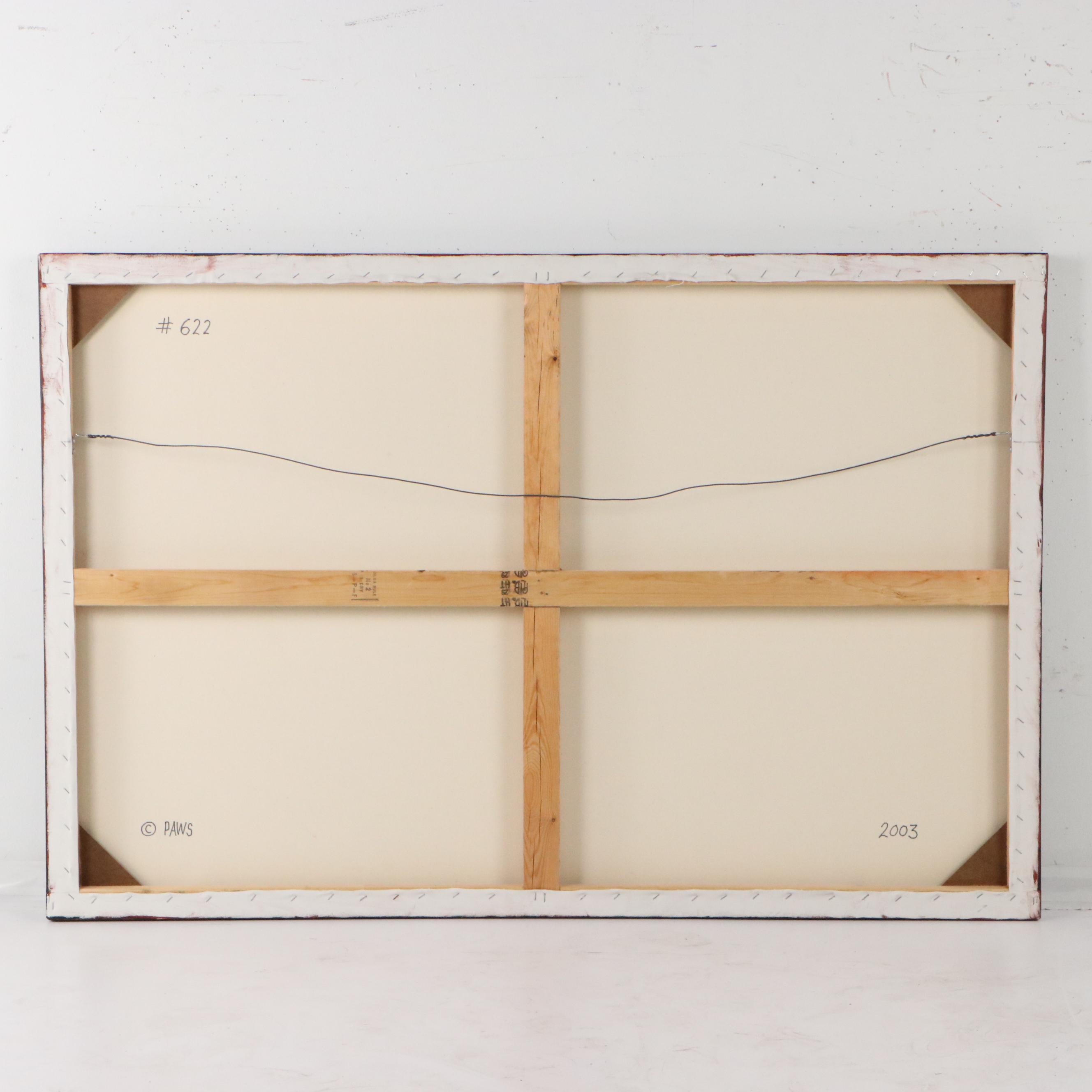 Jim Davis Oil Painting of Garfield and Odie Playing Pool, 2003