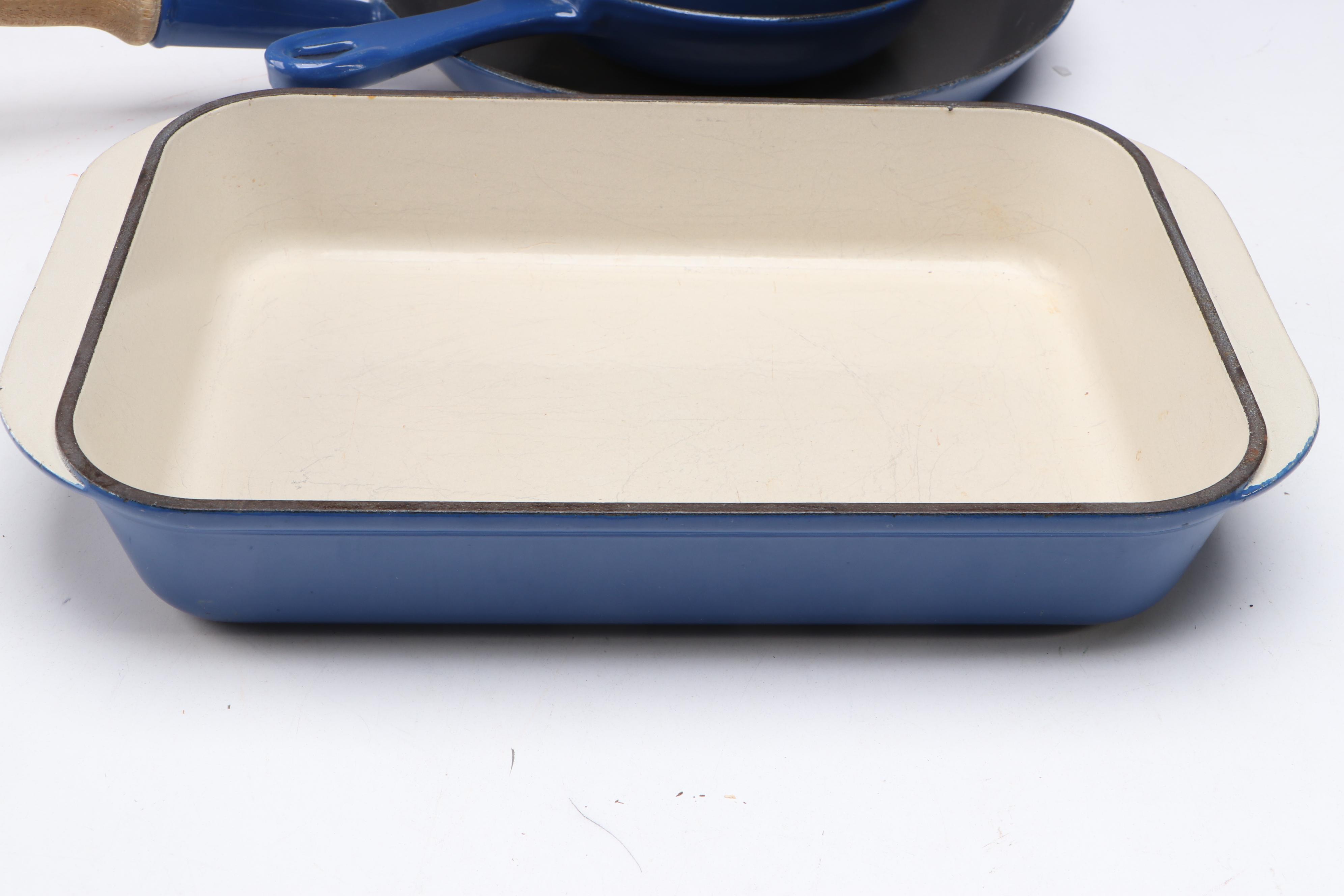 Le Creuset Blue Enamel Cast Iron Pots and Pans with Dutch Oven and Casserole