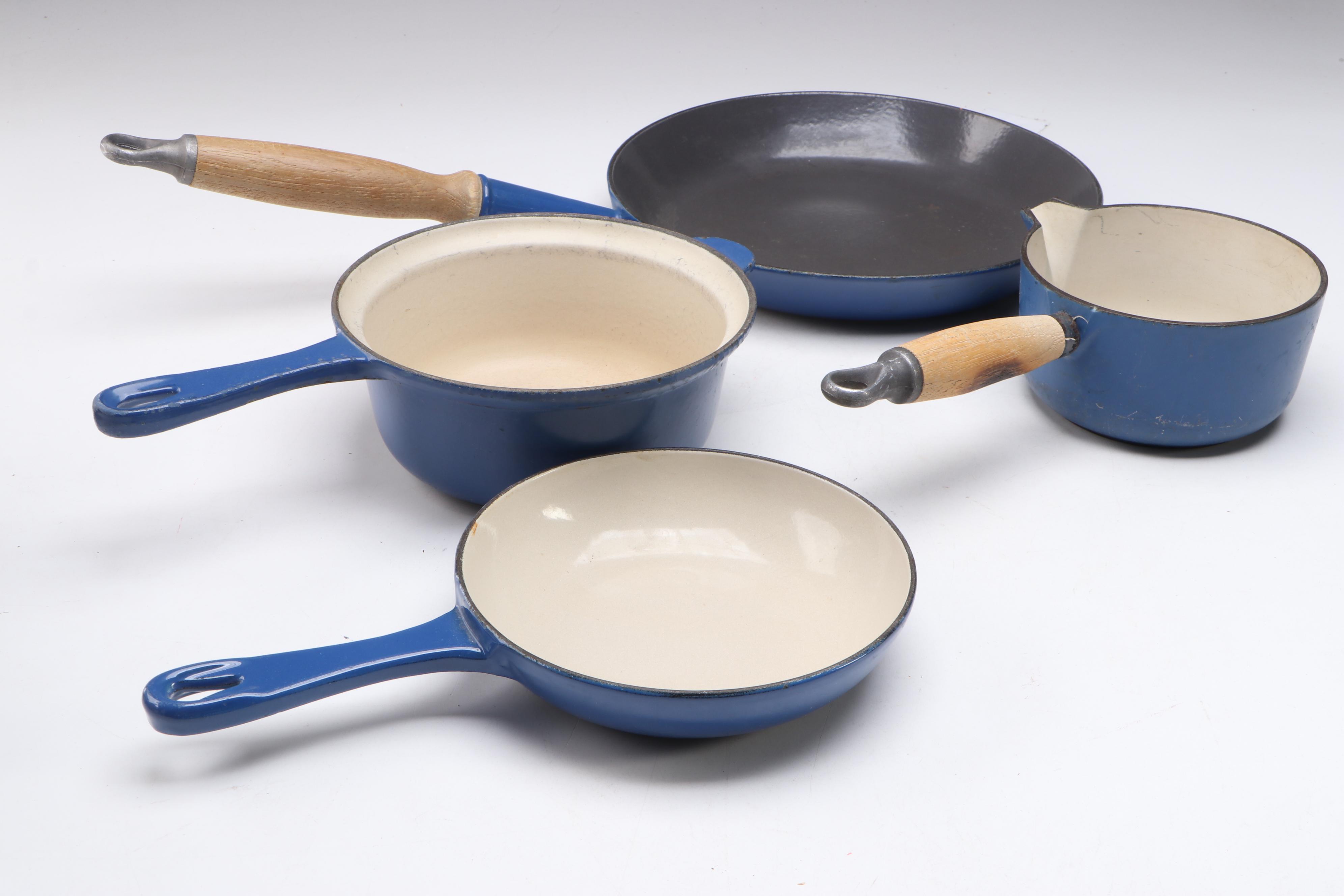 Le Creuset Blue Enamel Cast Iron Pots and Pans with Dutch Oven and Casserole