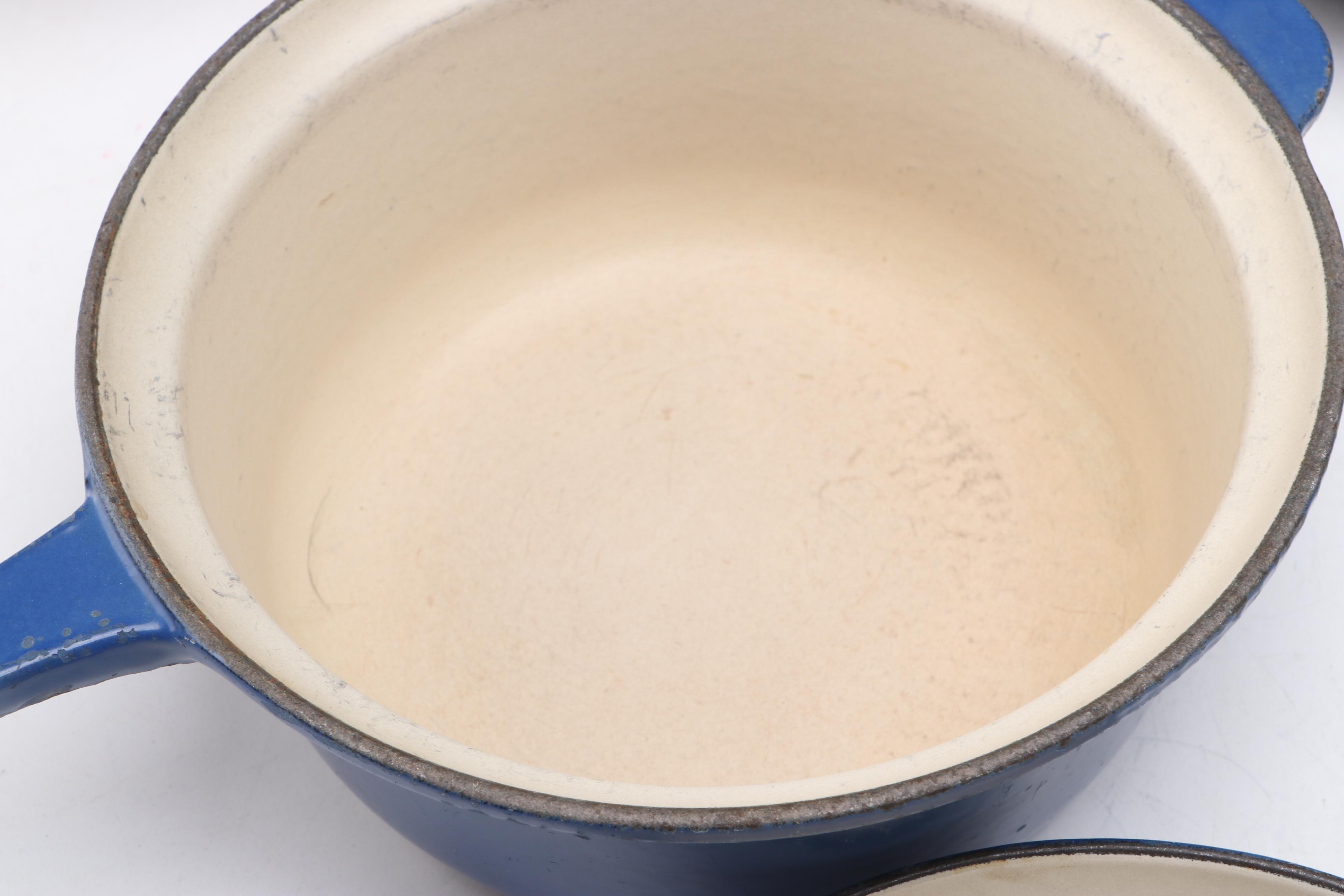 Le Creuset Blue Enamel Cast Iron Pots and Pans with Dutch Oven and Casserole