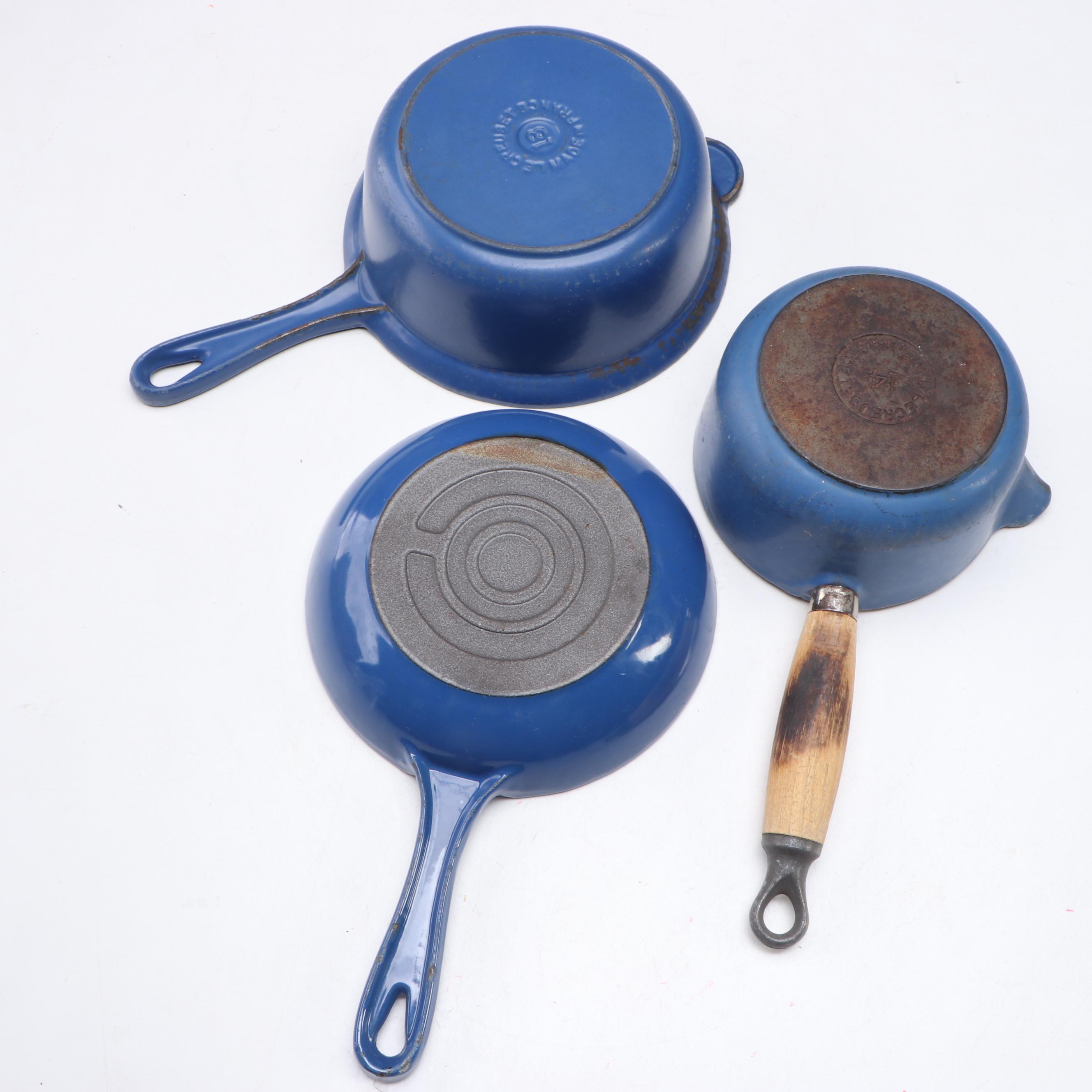 Le Creuset Blue Enamel Cast Iron Pots and Pans with Dutch Oven and Casserole