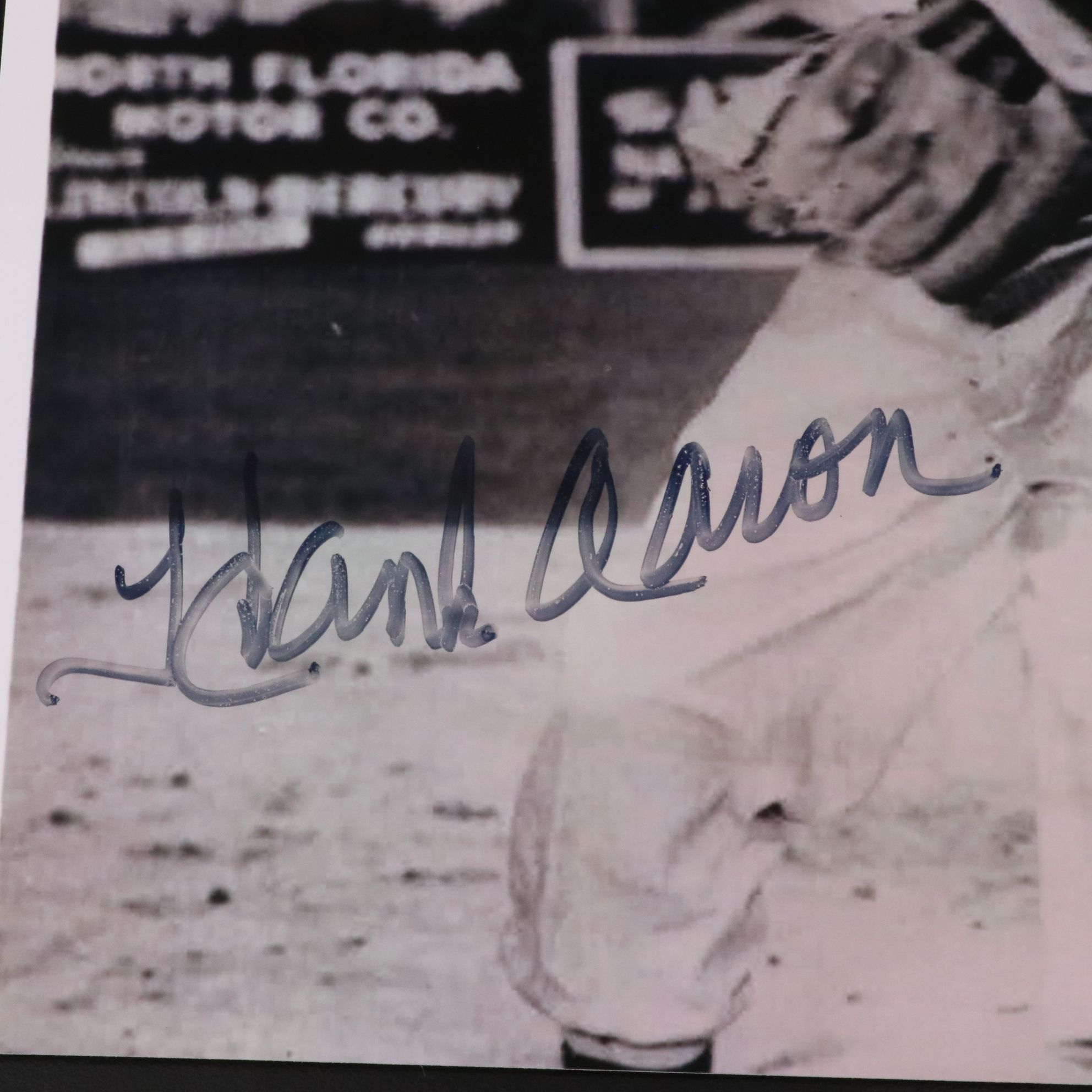 Hank Aaron Signed Jacksonville Braves Baseball Print, JSA