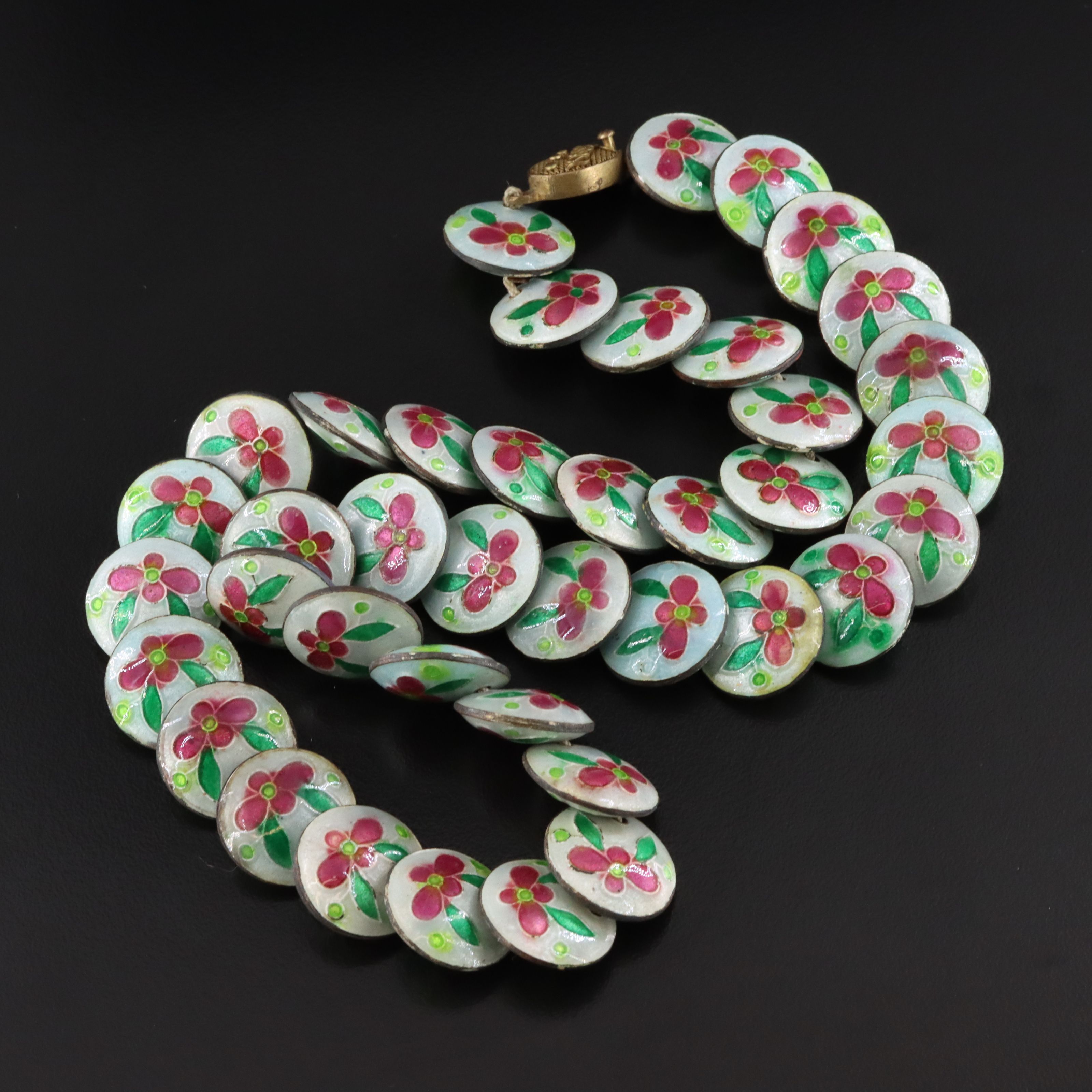 Vintage Enamel Floral Necklace