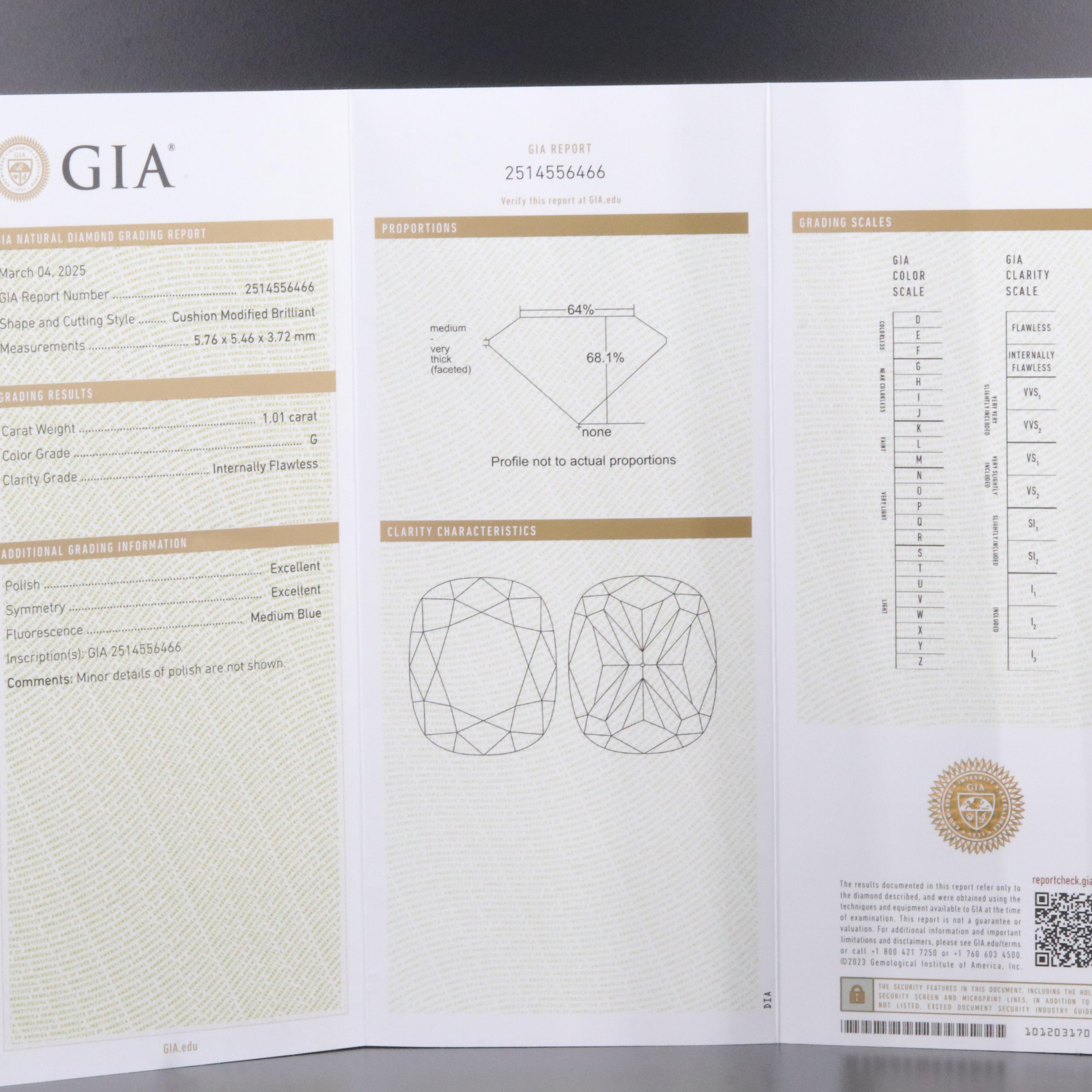 18K 1.01 CT Internally Flawless Diamond Solitaire Ring with GIA Report