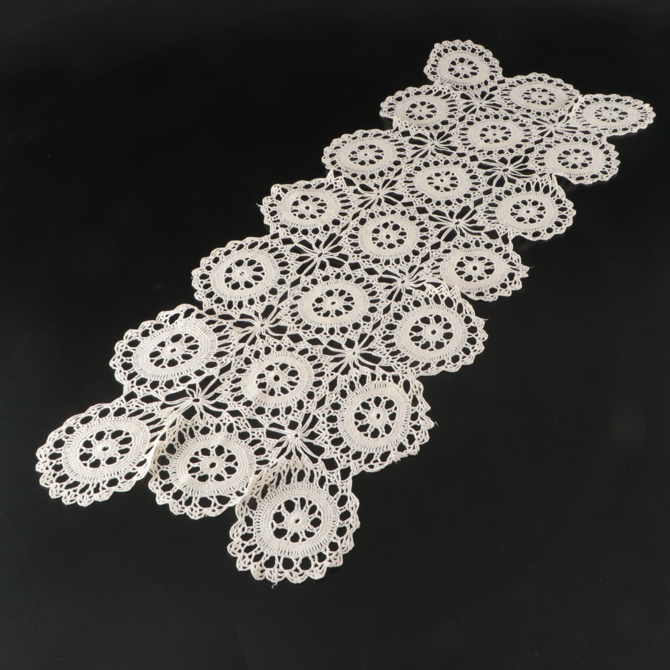 Hand-Embroidered Table Linens with Heart-Shaped Doily and More Vintage Lace