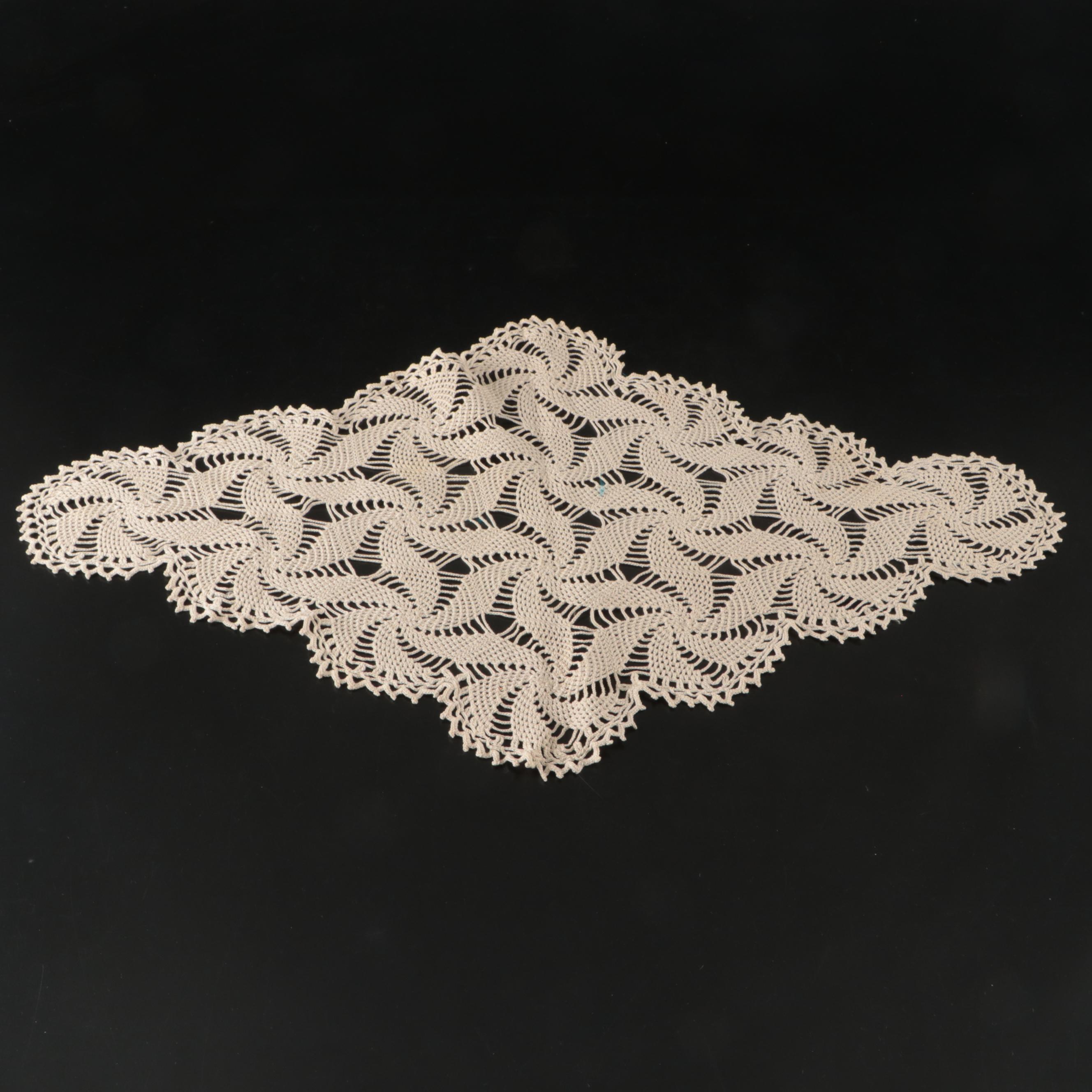 Hand-Embroidered Table Linens with Heart-Shaped Doily and More Vintage Lace