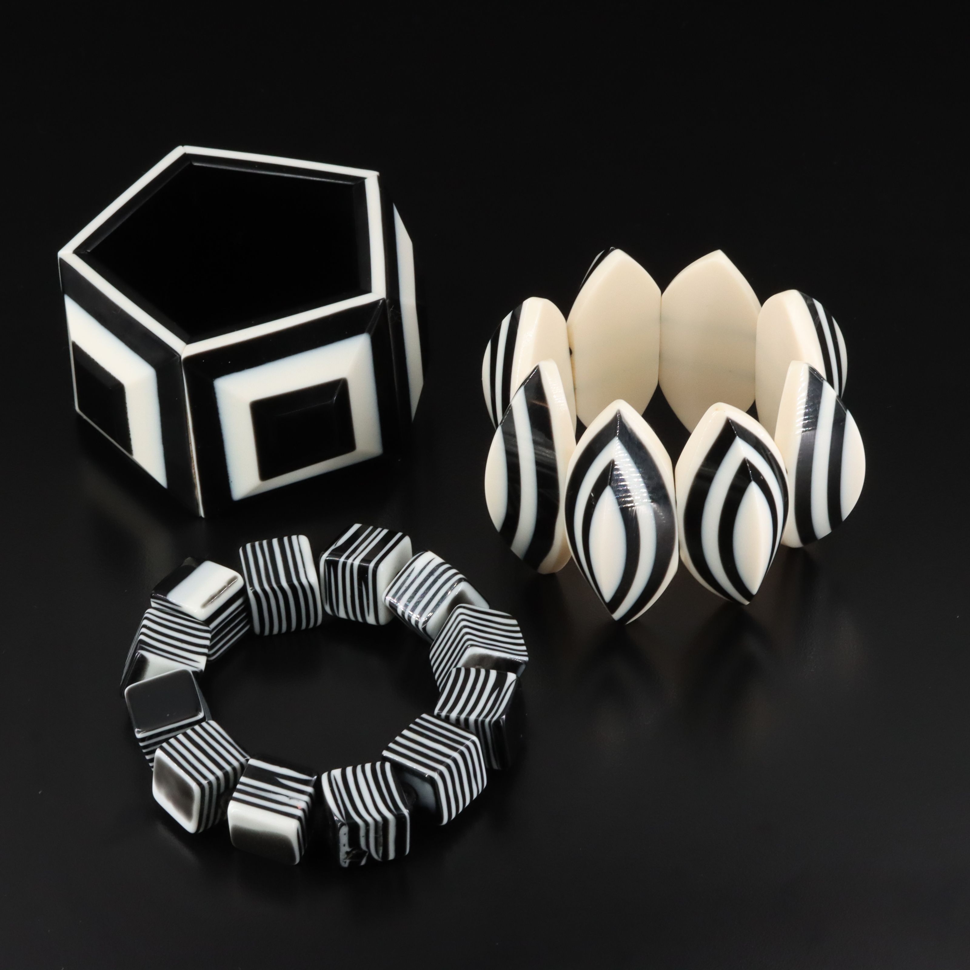 French Marion Godart & Brazilian Carlos Sobral Horn and Resin Bracelets