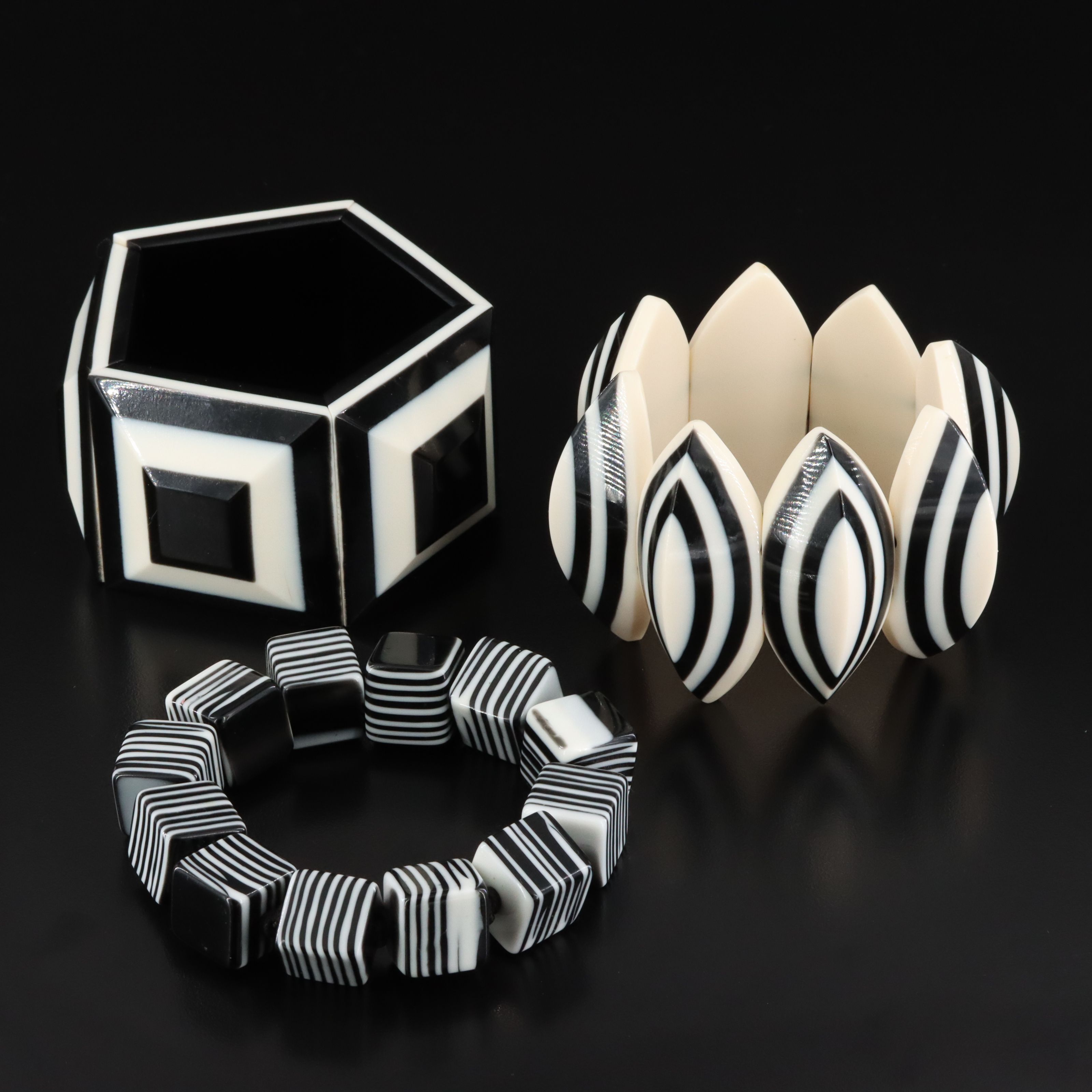 French Marion Godart & Brazilian Carlos Sobral Horn and Resin Bracelets
