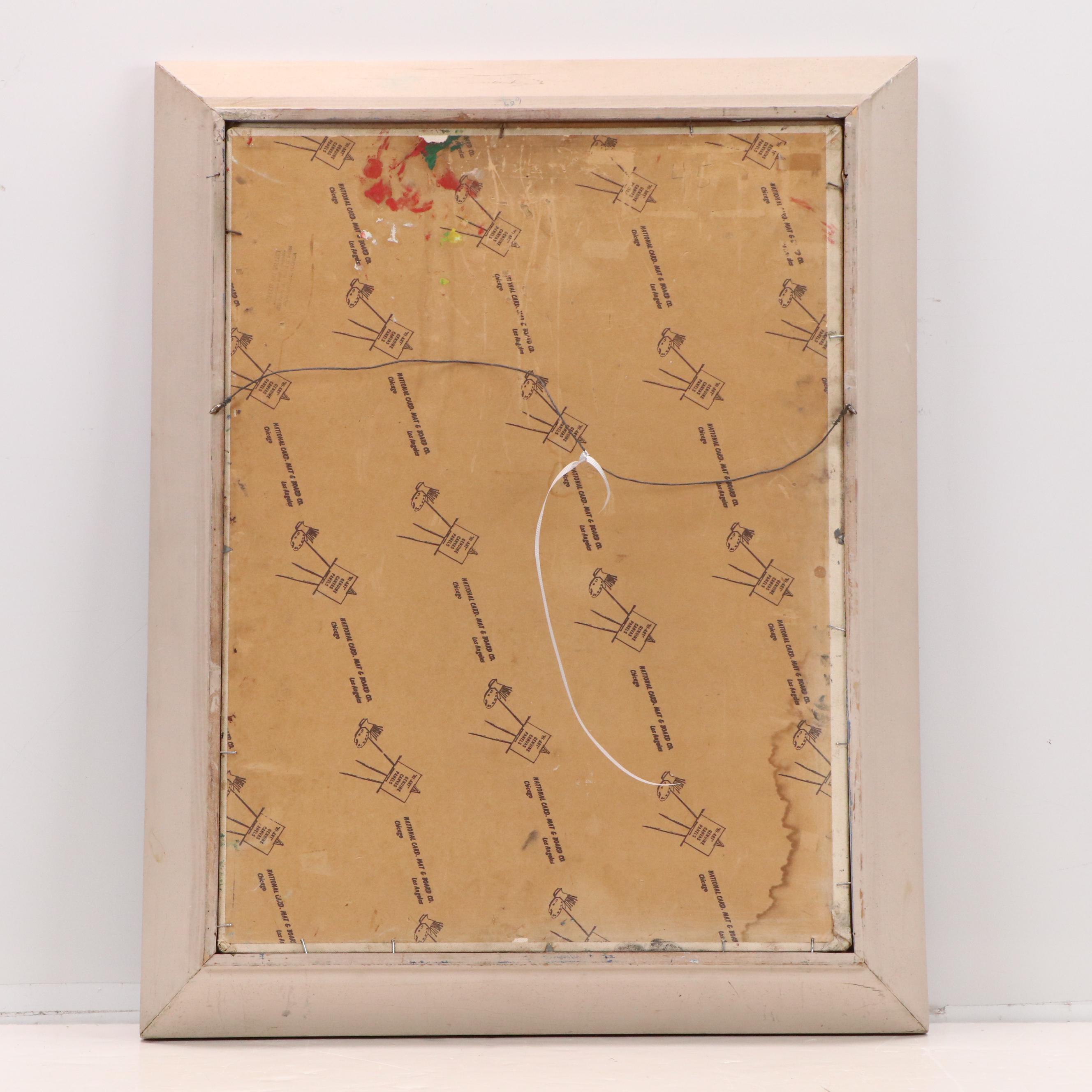 A. Cairns Oil Portrait Painting of Monk Playing Violin, 1963