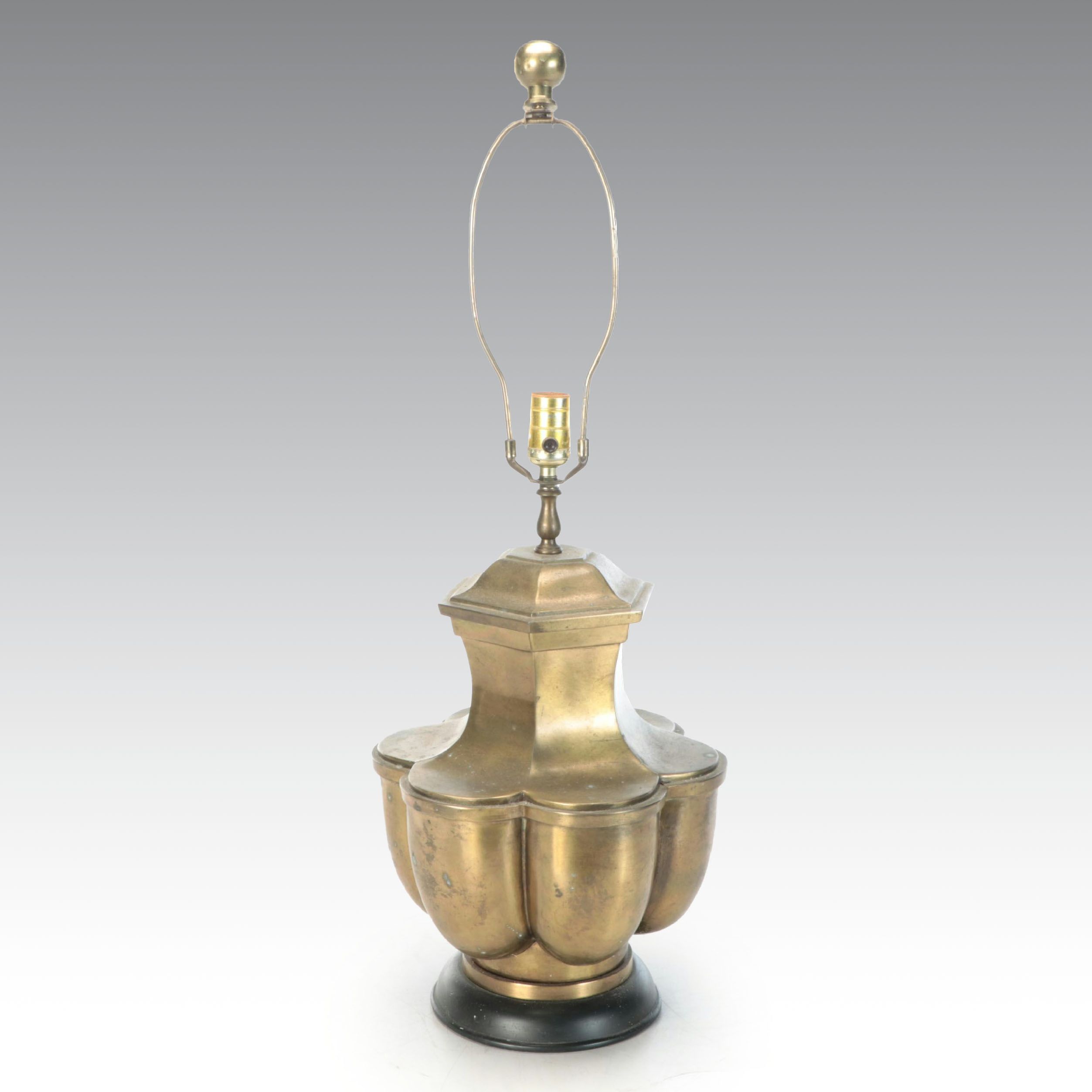 Chinese Brass Lobed Ginger Jar Table Lamp, Mid to Late 20th Century