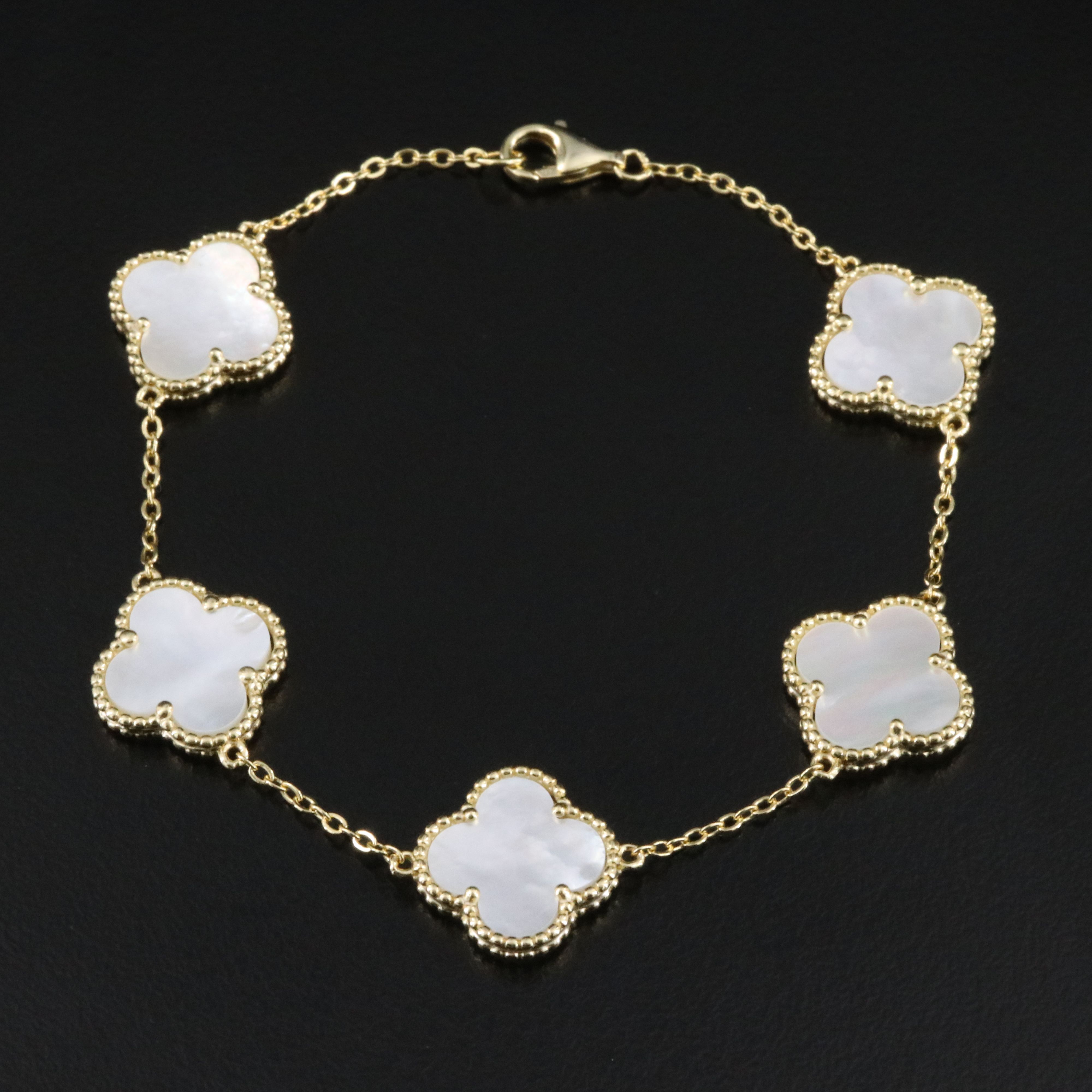 Sterling Mother-of-Pearl Quatrefoil Station Bracelet