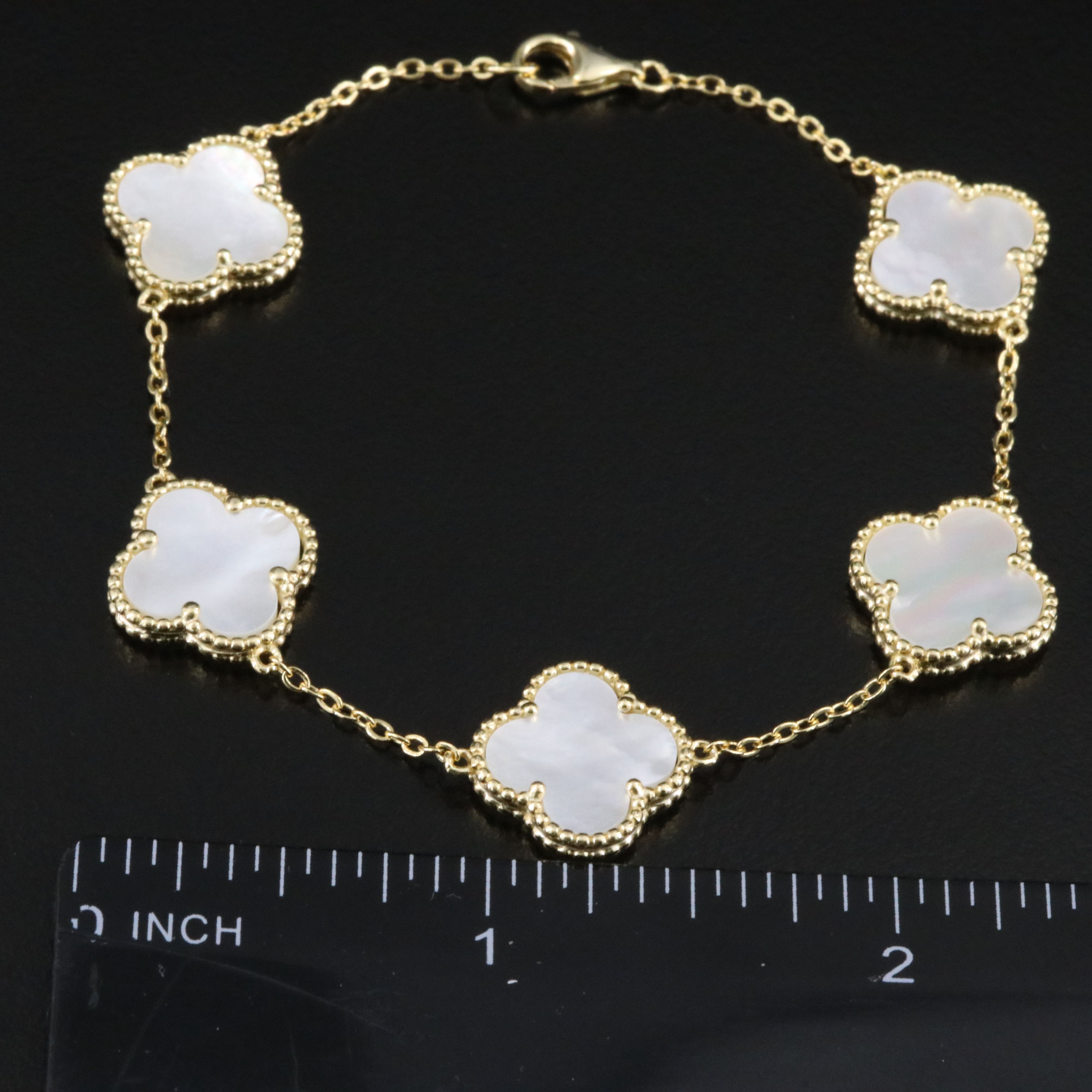 Sterling Mother-of-Pearl Quatrefoil Station Bracelet