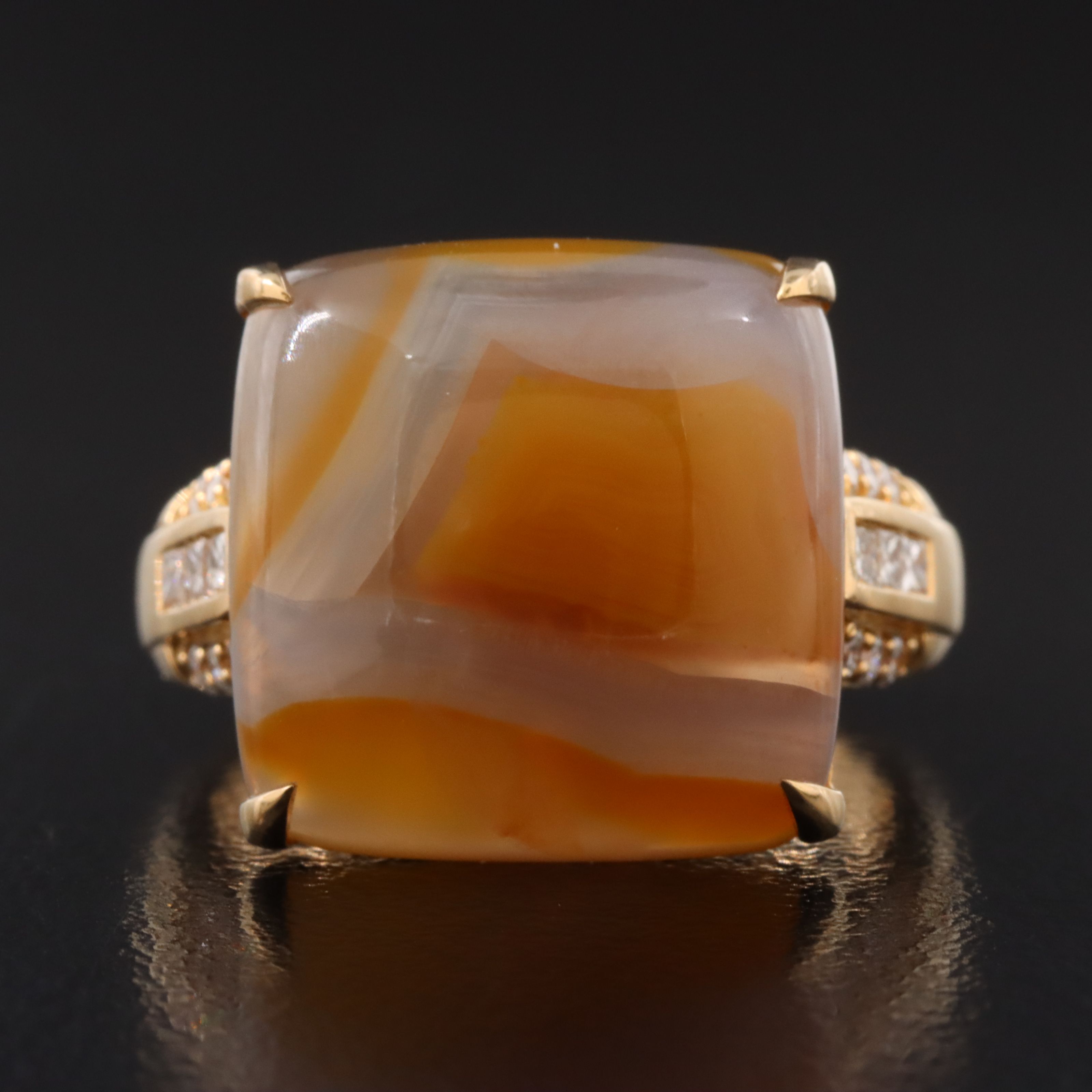 Chromia 18K Agate and Diamond Ring