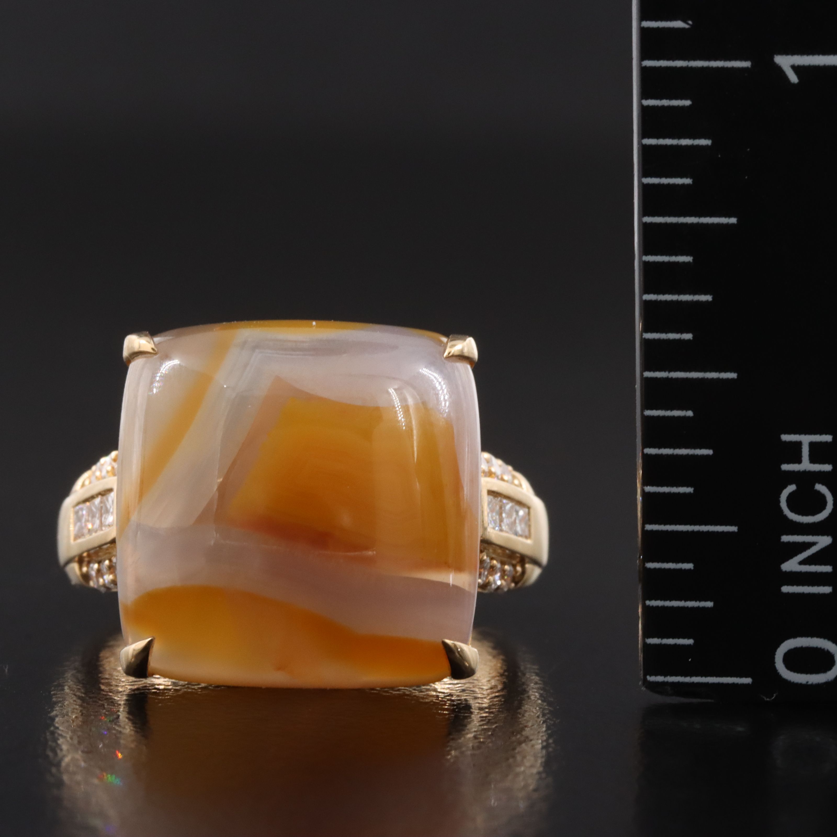 Chromia 18K Agate and Diamond Ring