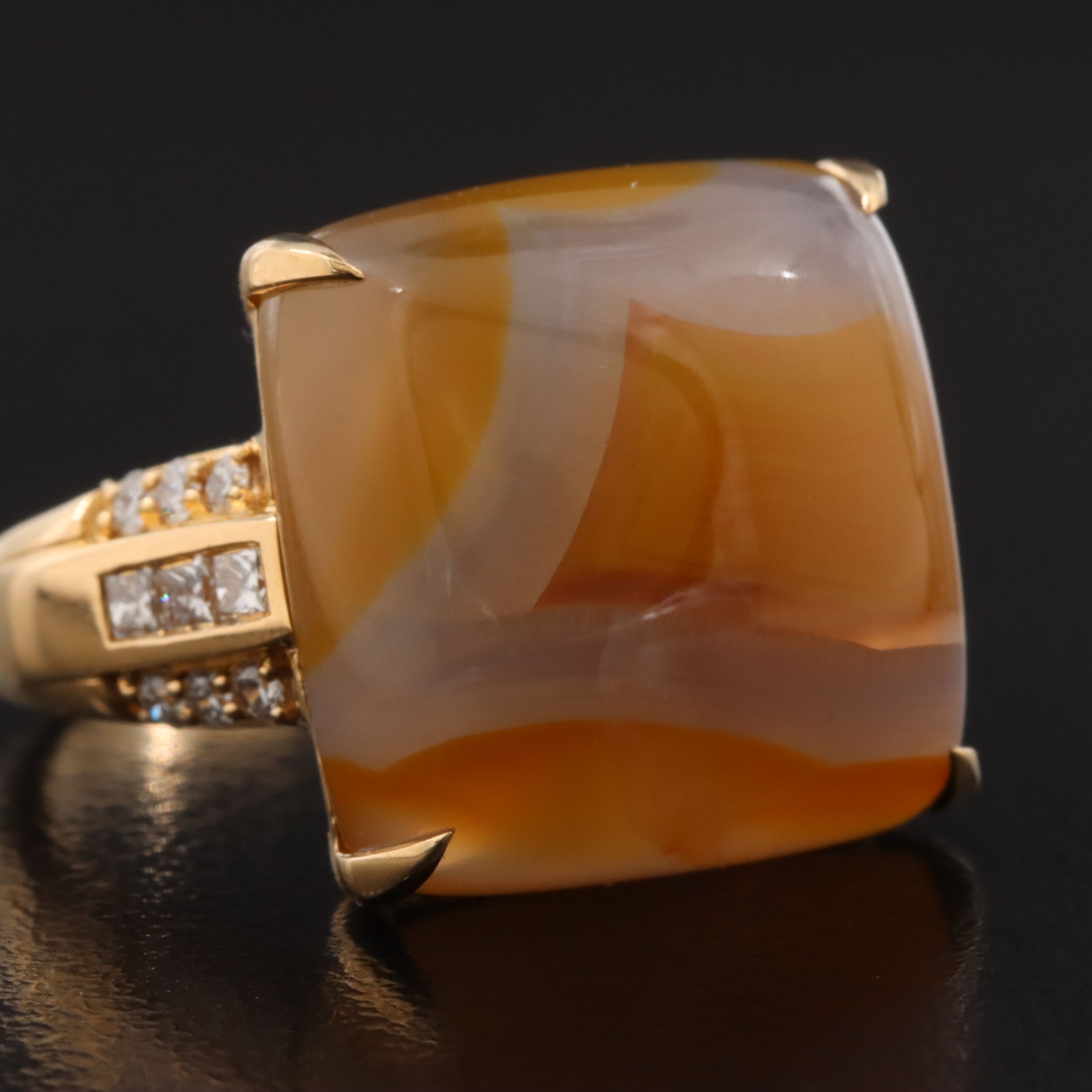 Chromia 18K Agate and Diamond Ring